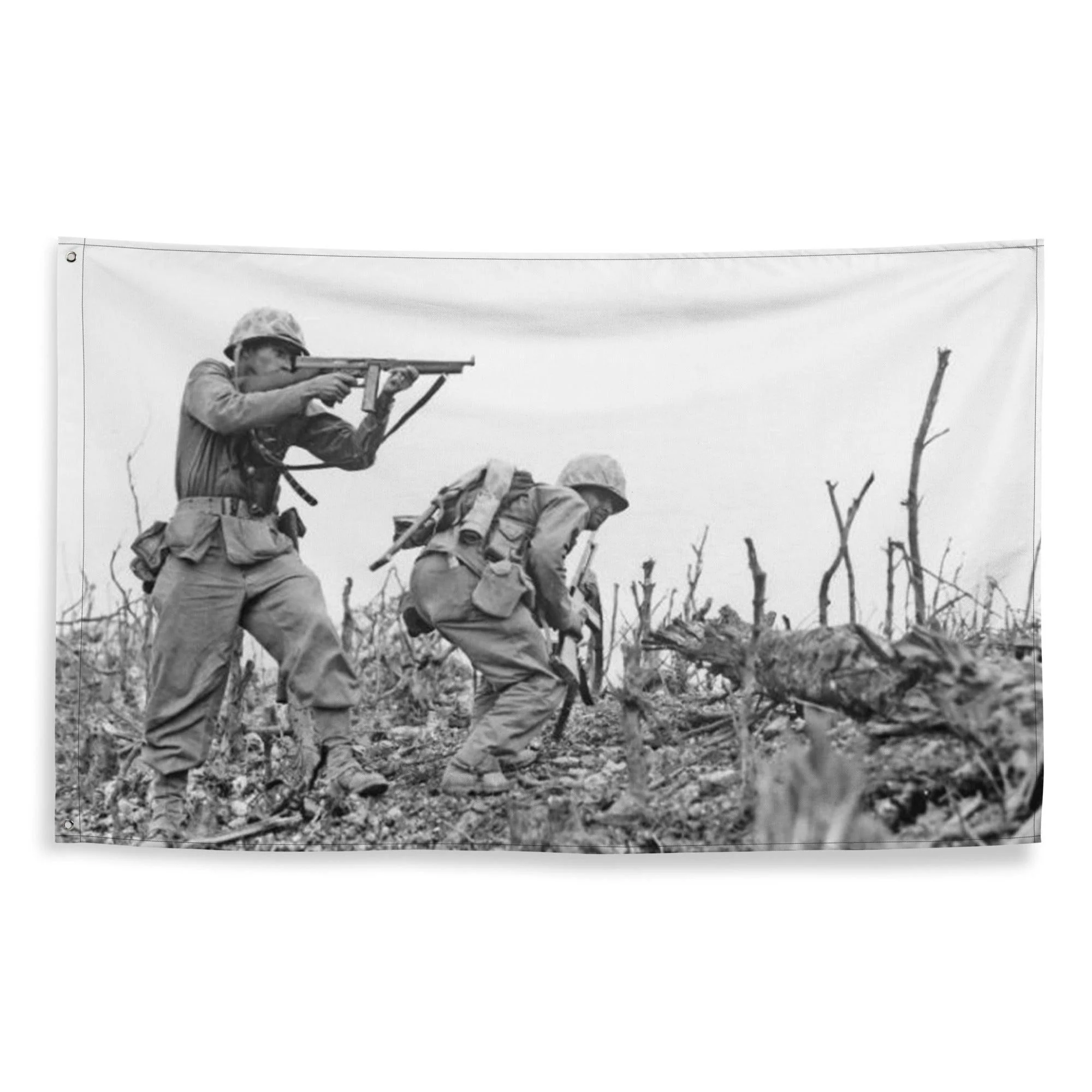 Marines Fightning on Okinawa WW2 USMC Flag - Image 4