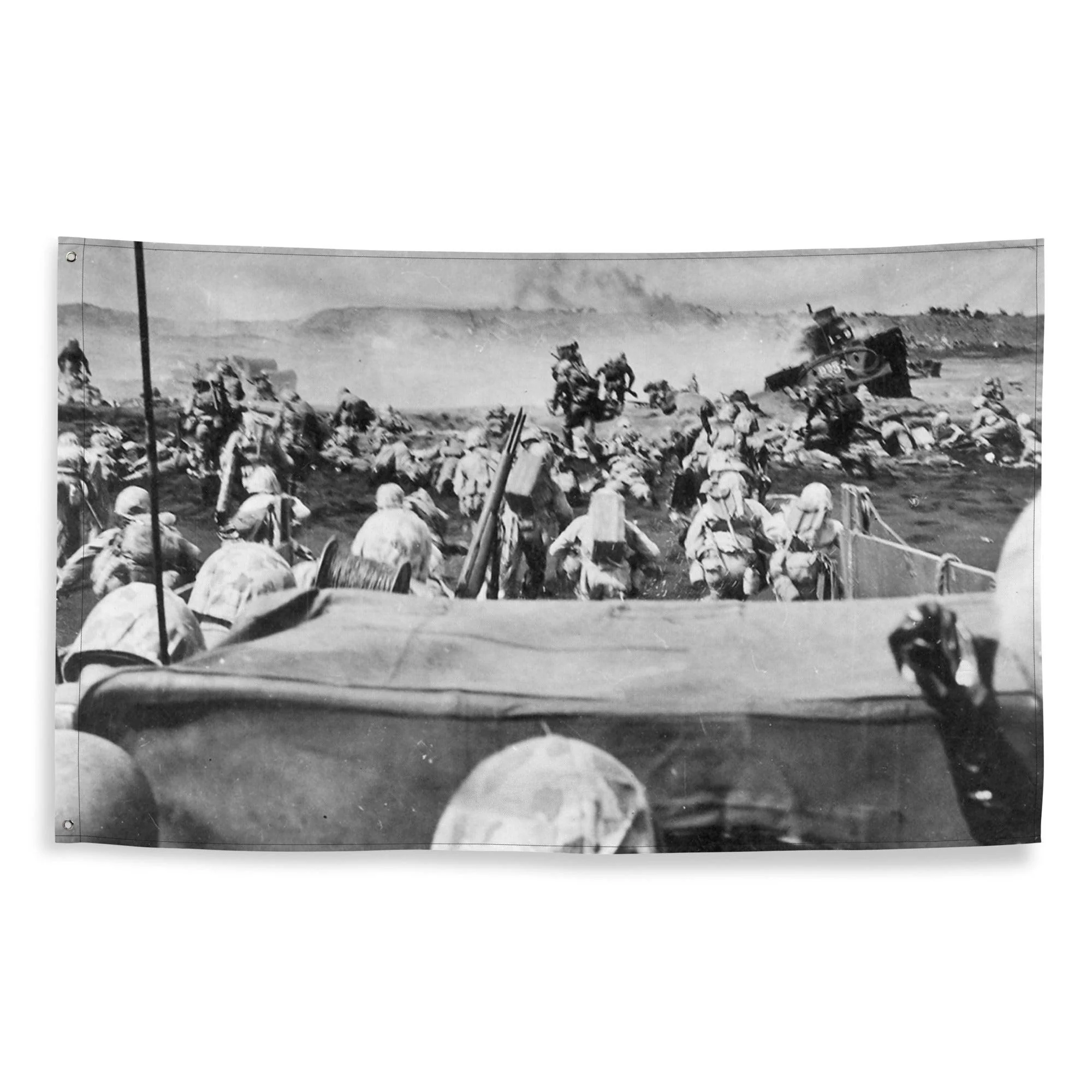 Marines Landing during the Battle of Iwo Jima USMC WW2 Flag - Image 4