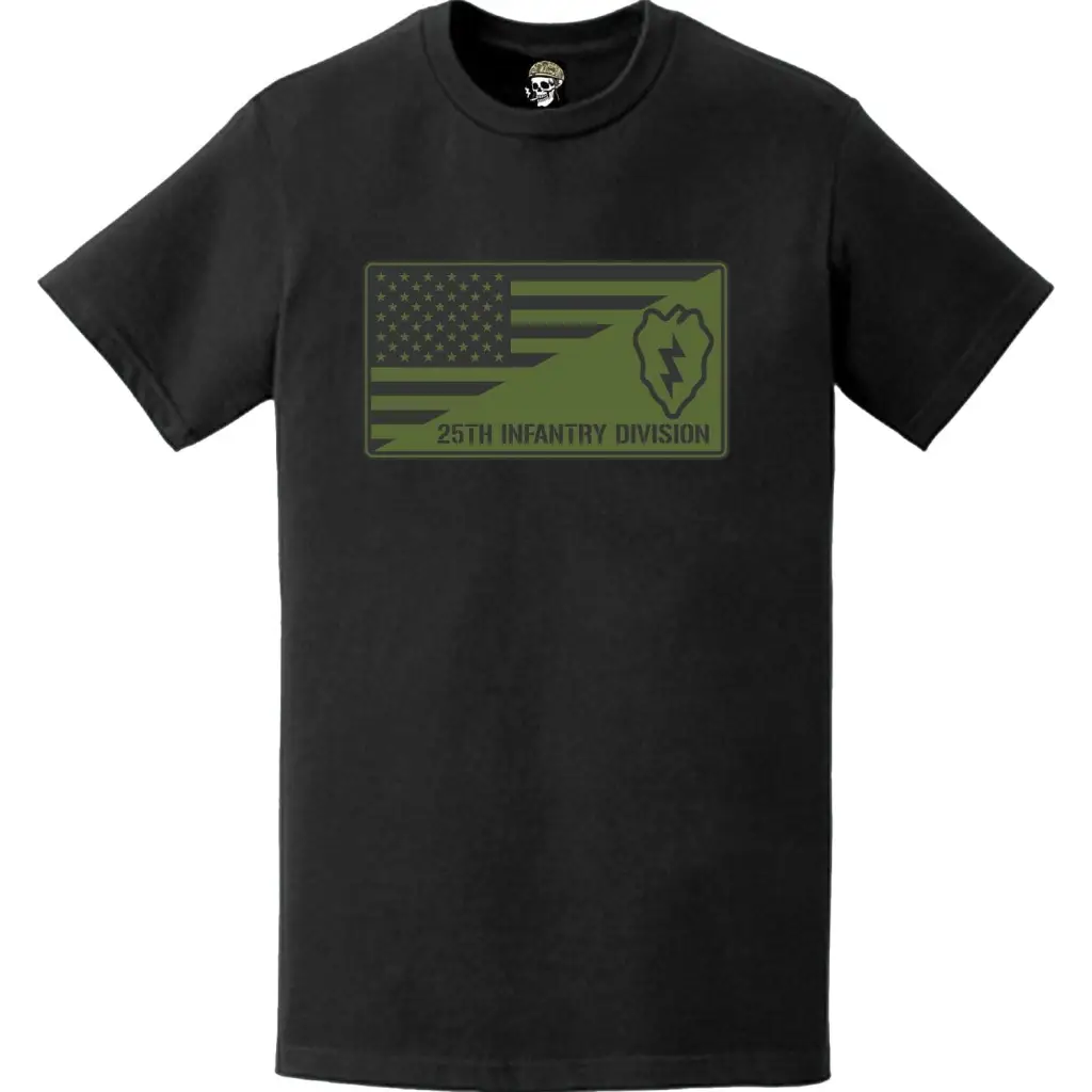 Military Green 25th Infantry Division (25th ID) American Flag T-Shirt