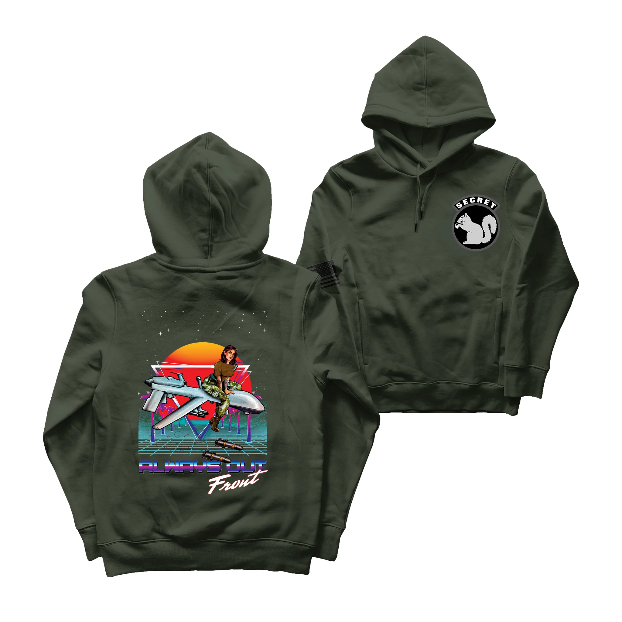 Military Intel Pin-Up Girl Julia MQ-9 Reaper Drone Hoodie - Image 4