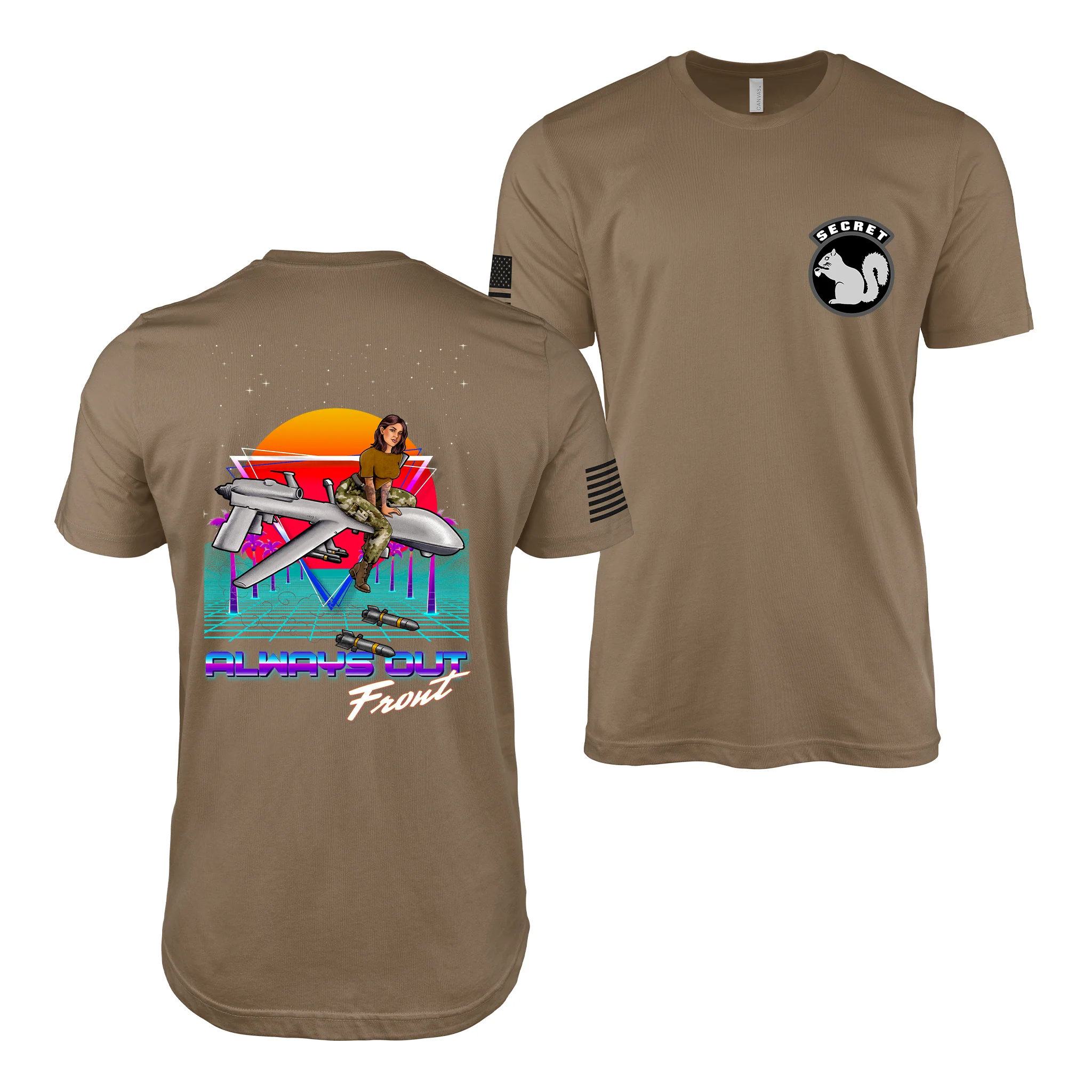 Military Intel Pin-Up Girl Julia MQ-9 Reaper Drone T-Shirt - Image 2