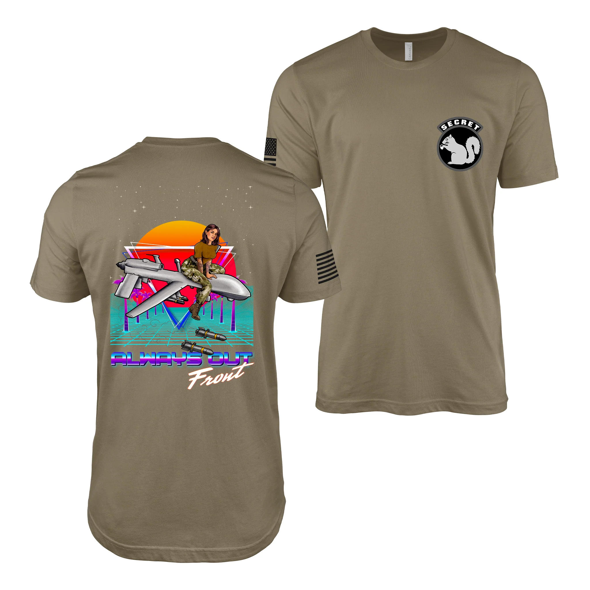 Military Intel Pin-Up Girl Julia MQ-9 Reaper Drone T-Shirt - Image 7