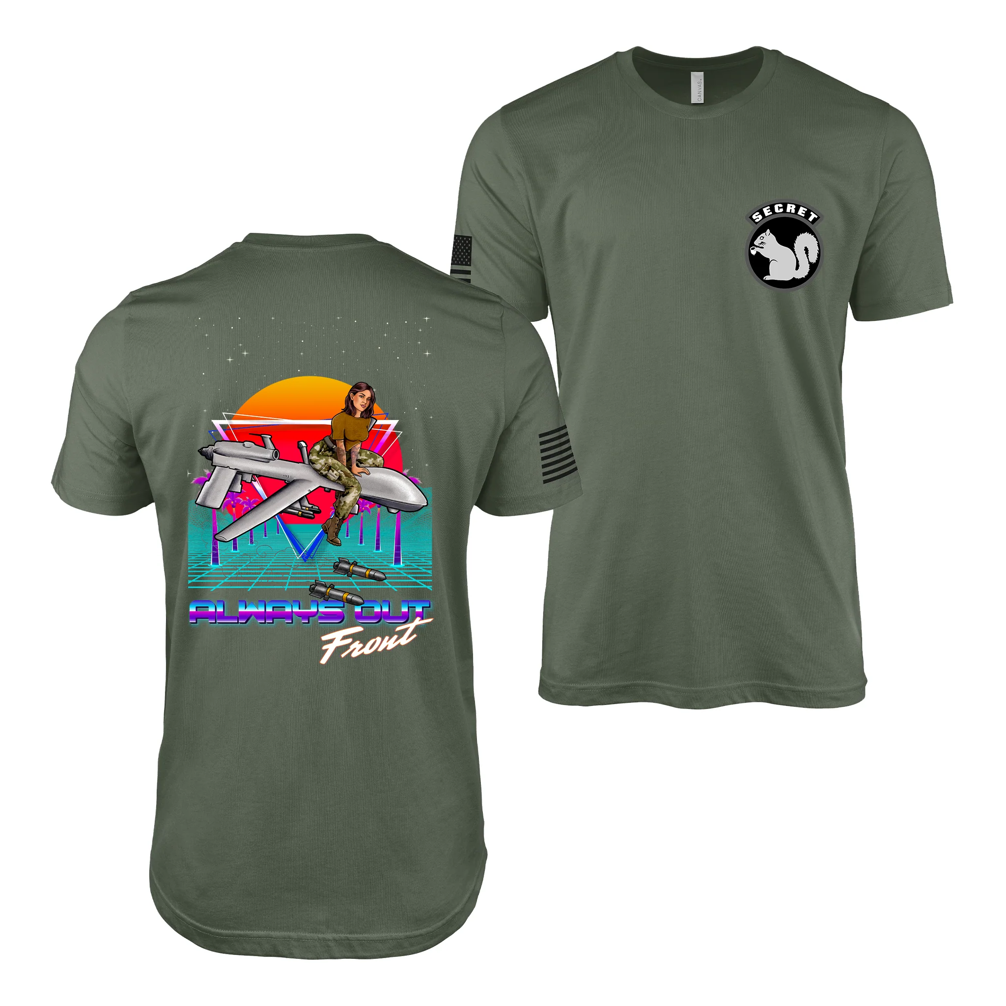 Military Intel Pin-Up Girl Julia MQ-9 Reaper Drone T-Shirt - Image 8