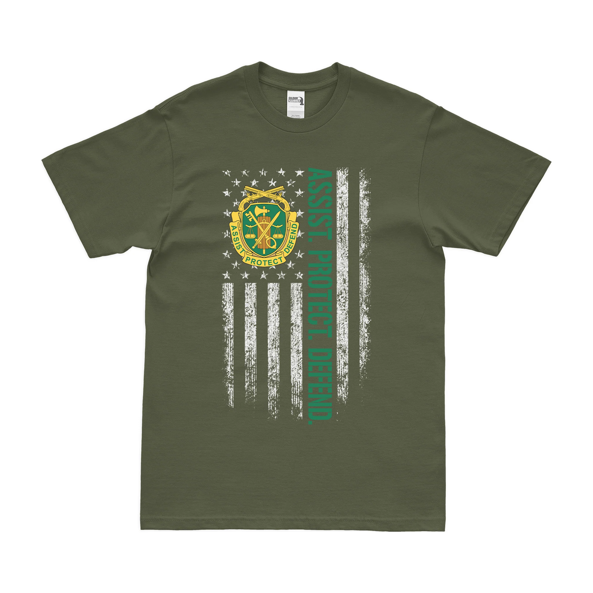 Military Police Corps Motto American Flag T-Shirt - Image 2