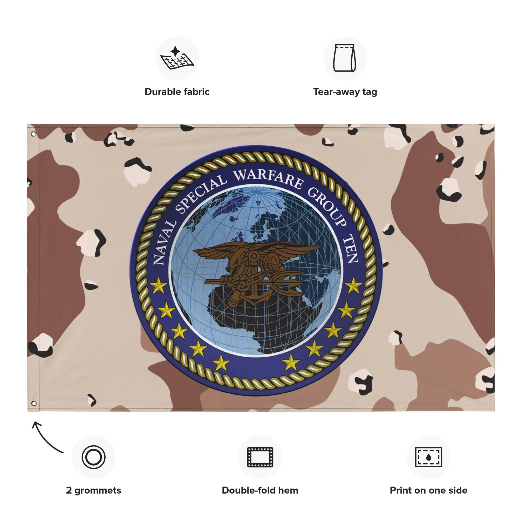 Naval Special Warfare Group 10 (NSWG-10) Chocolate-Chip Camo Flag - Image 2