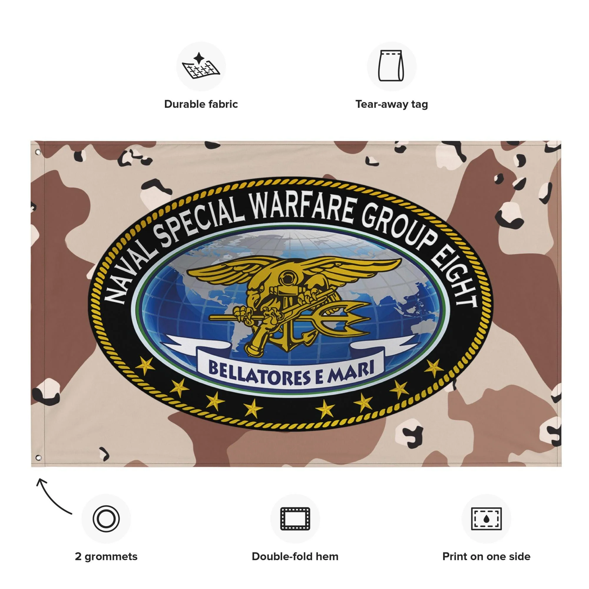 Naval Special Warfare Group 8 (NSWG-8) Chocolate-Chip Camo Flag - Image 2
