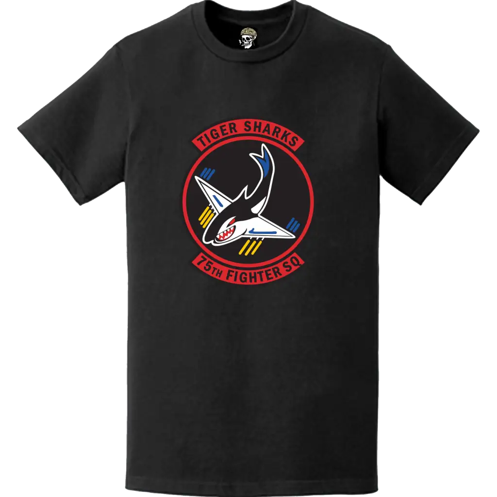 Official 75th Fighter Squadron (75th FS) 'Tiger Sharks' Logo Emblem T-Shirt