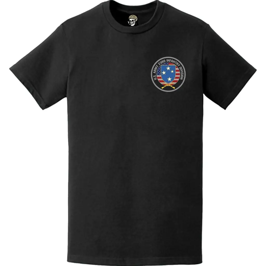 Patriotic 23rd Infantry Division American Flag Left Chest Crest T-Shirt