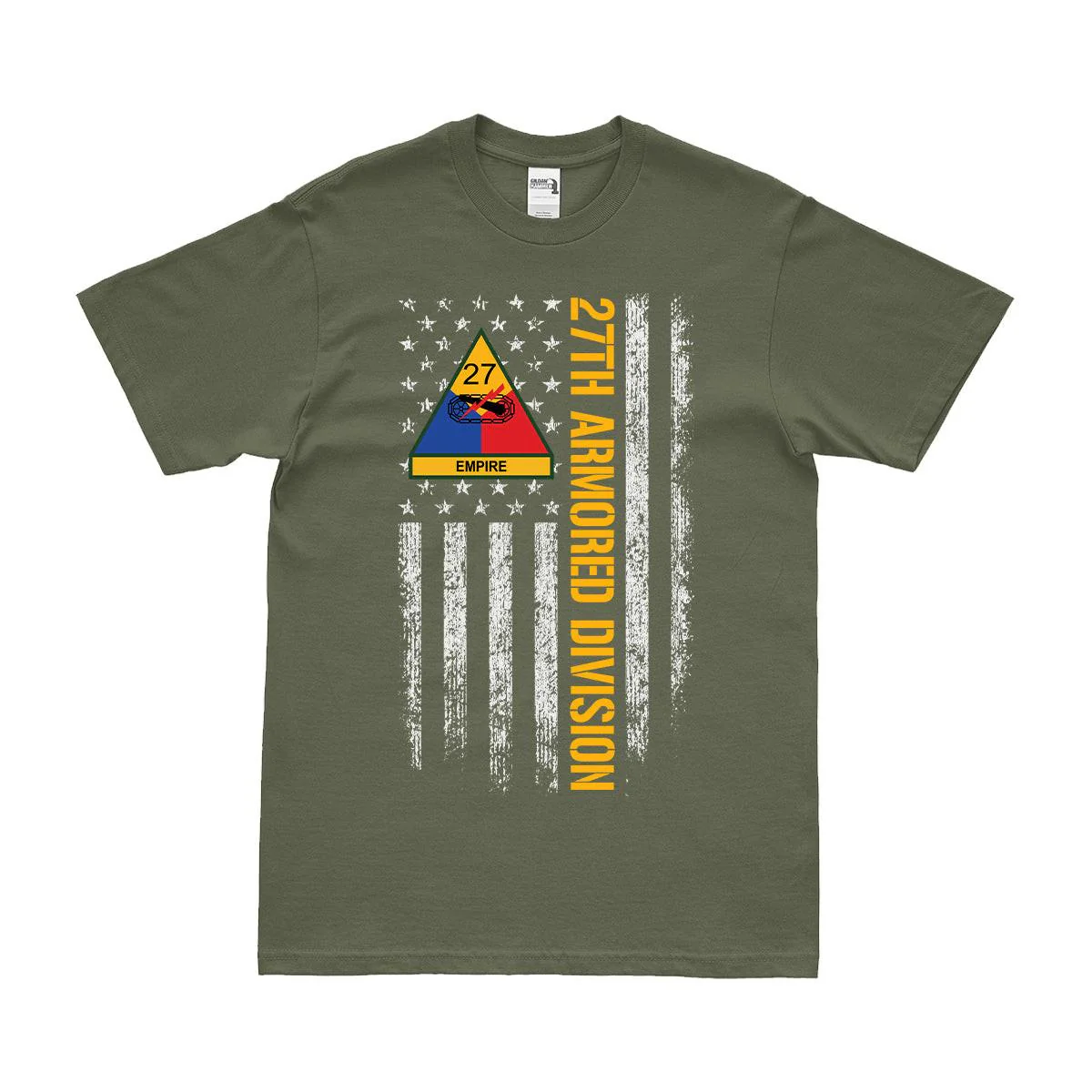Patriotic 27th Armored Division 'Empire' American Flag T-Shirt - Image 2
