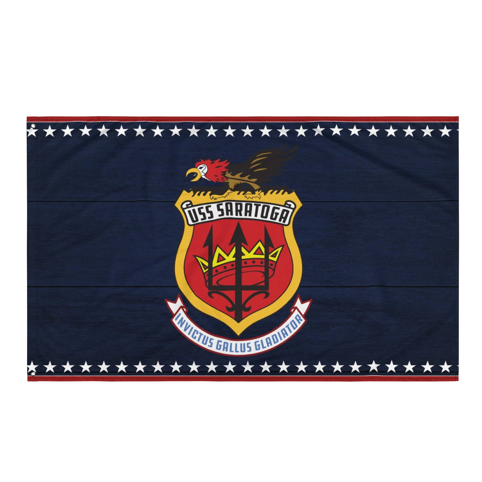 Patriotic USS Saratoga (CV-60) Aircraft Carrier Wall Flag