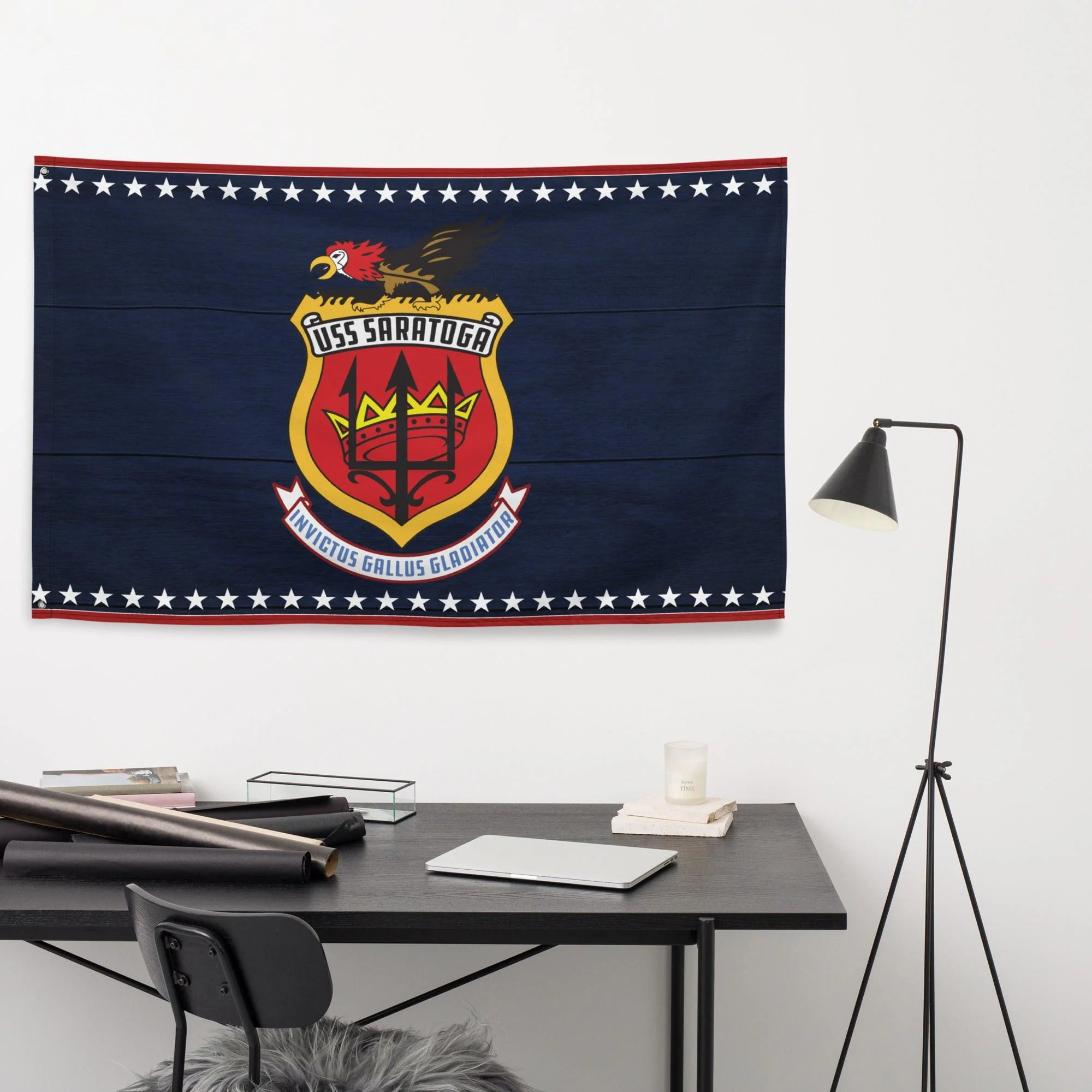 Patriotic USS Saratoga (CV-60) Aircraft Carrier Wall Flag - Image 3