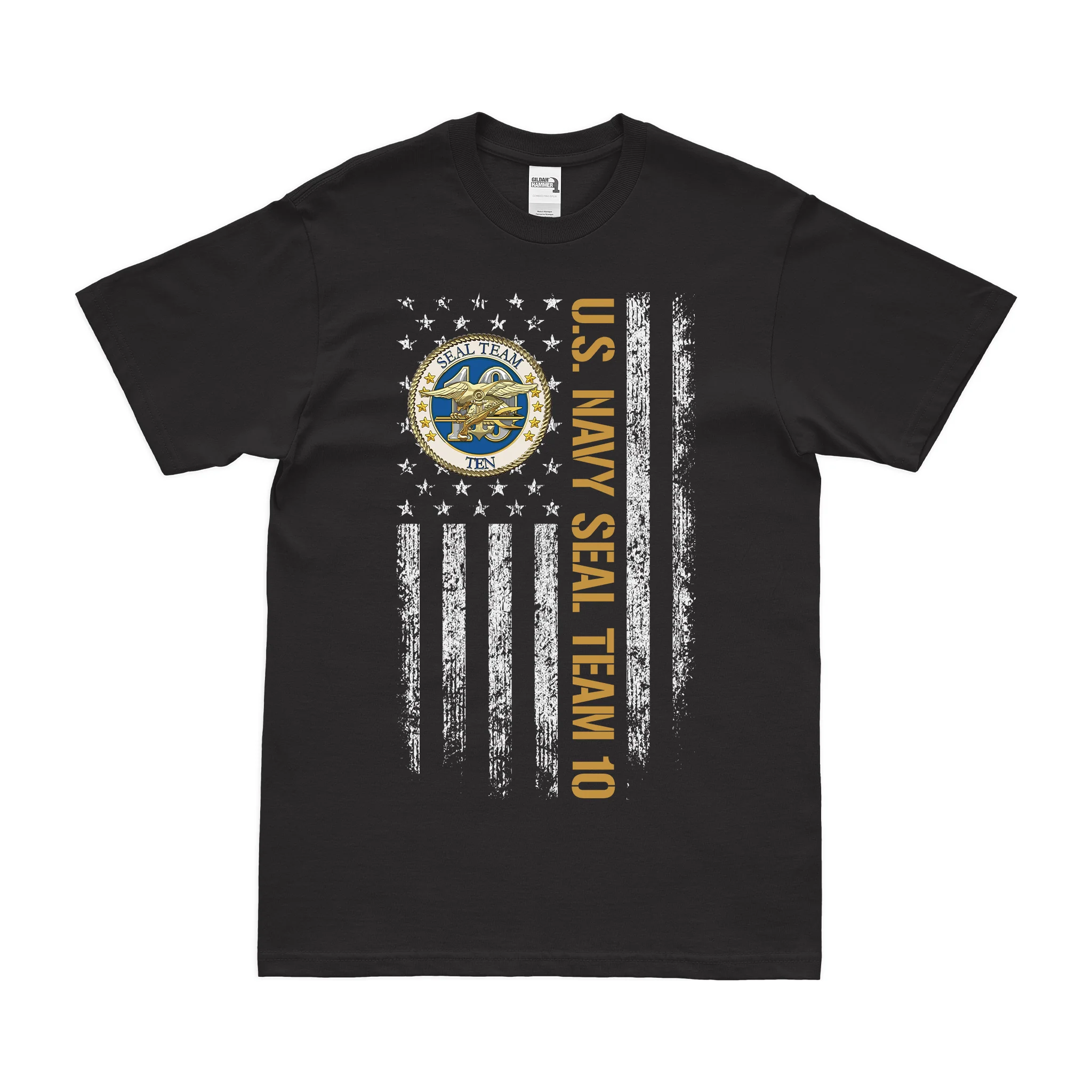 Patriotic U.S. Navy SEAL Team 10 American Flag T-Shirt