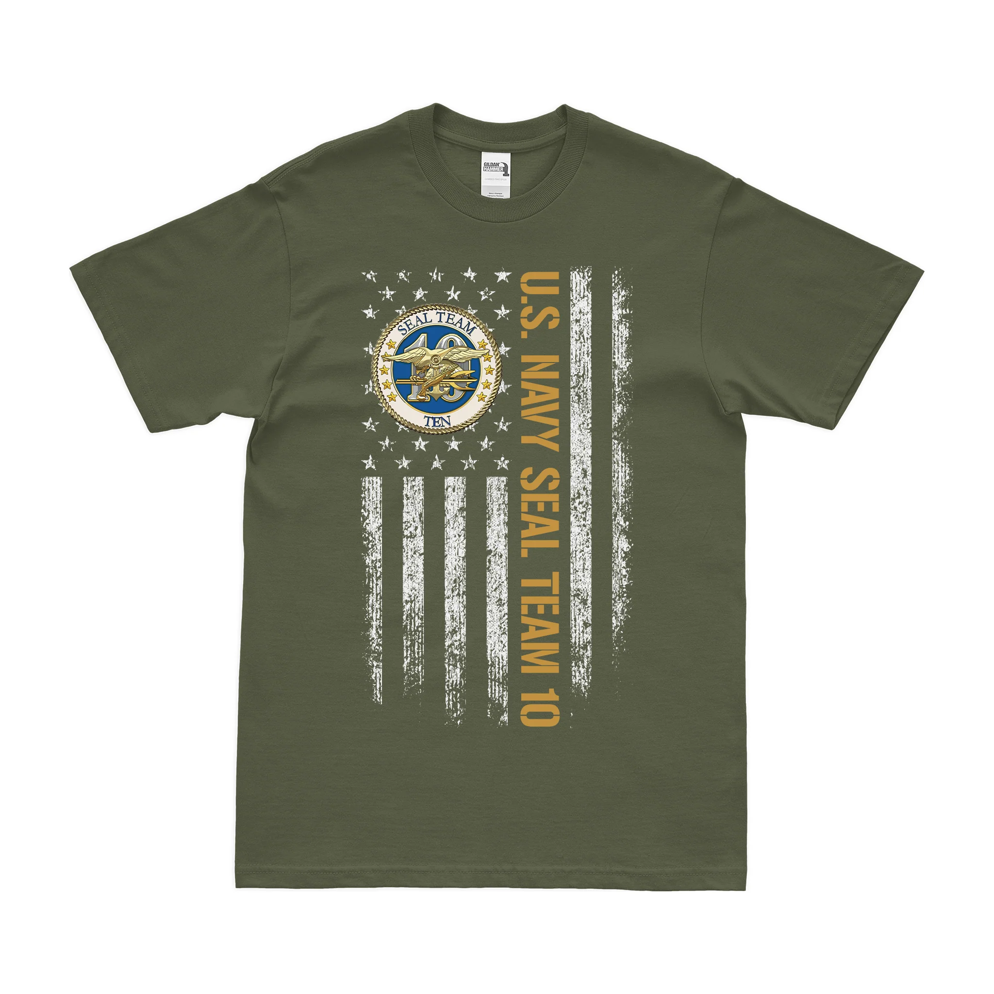 Patriotic U.S. Navy SEAL Team 10 American Flag T-Shirt - Image 2