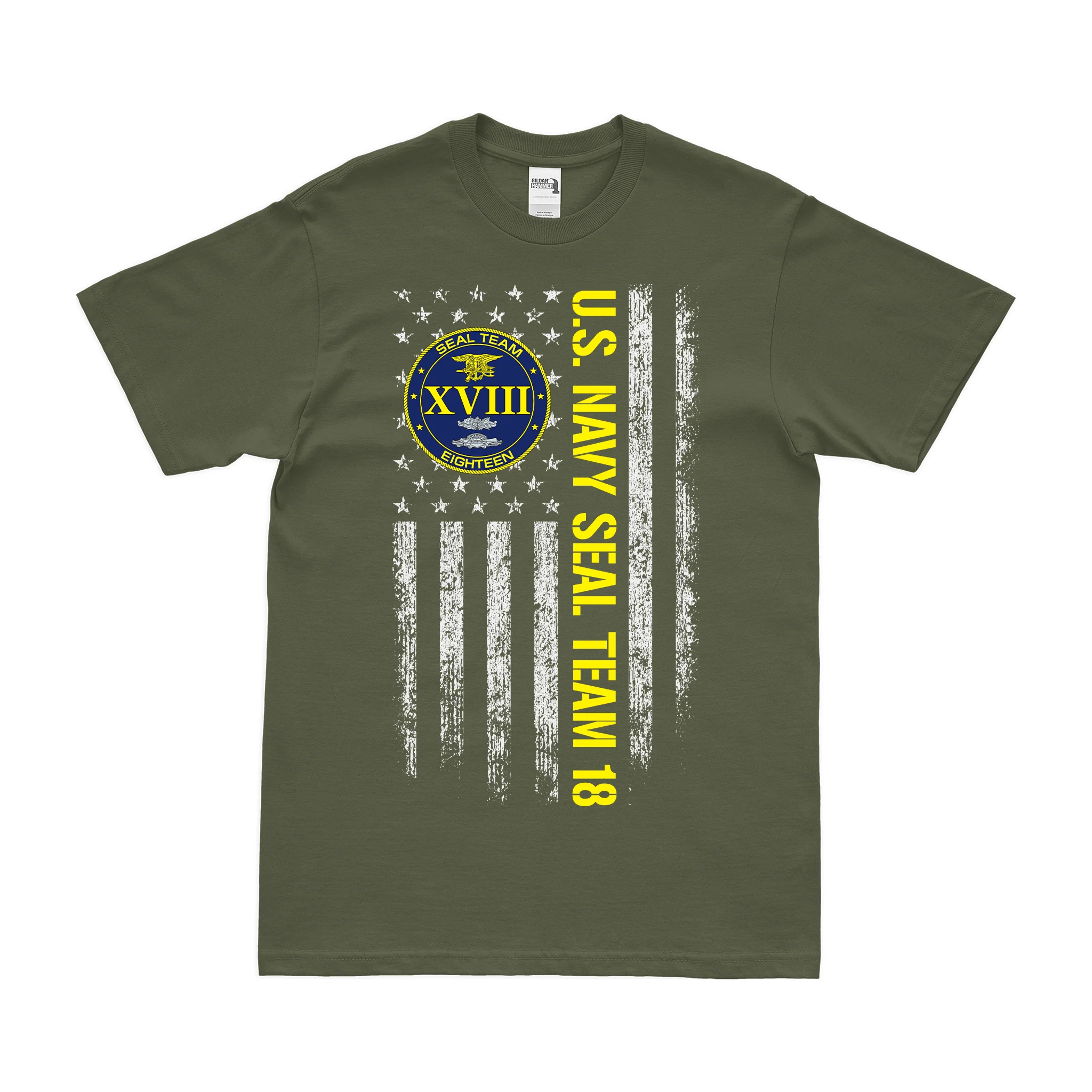 Patriotic U.S. Navy SEAL Team 18 American Flag T-Shirt - Image 2