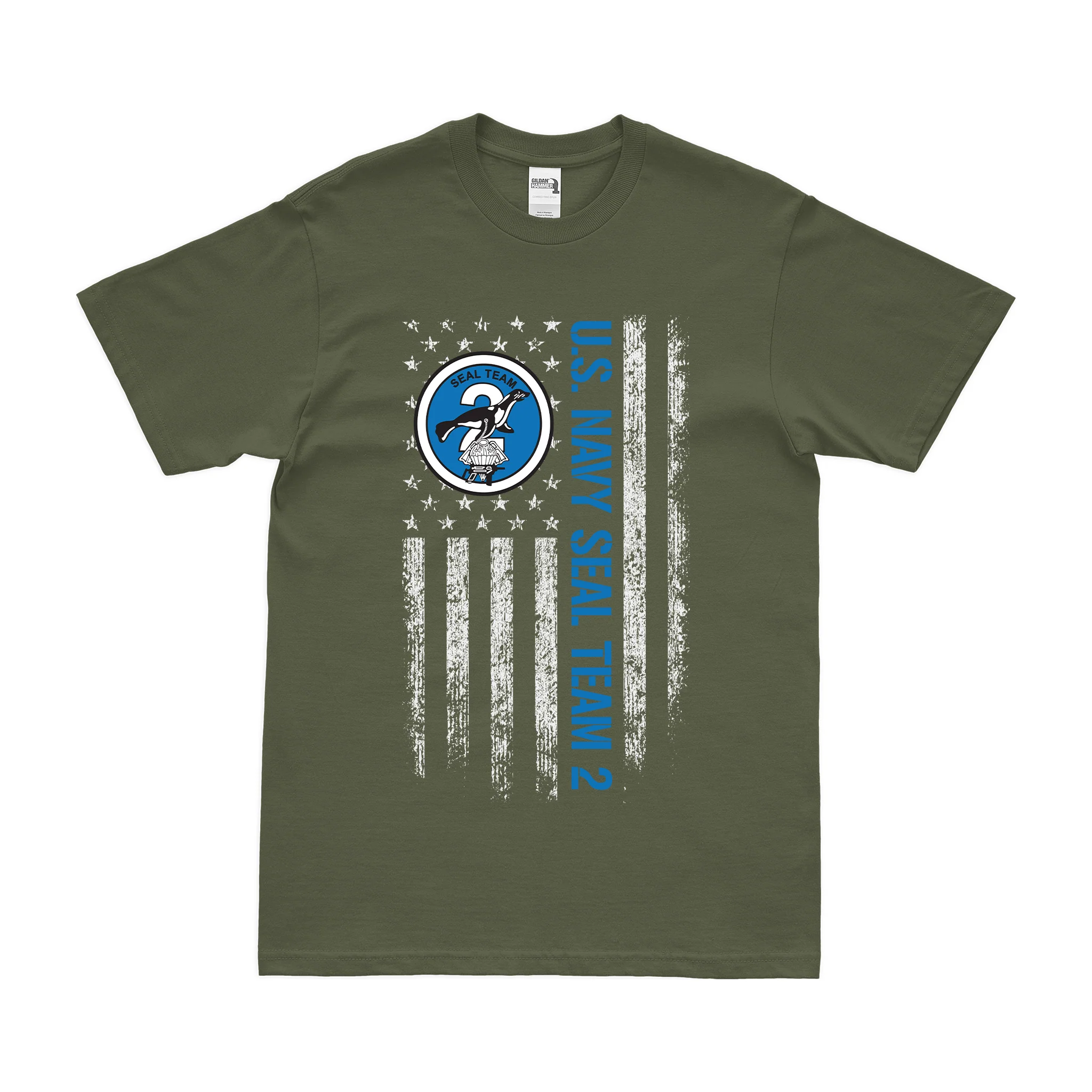 Patriotic U.S. Navy SEAL Team 2 American Flag T-Shirt - Image 2