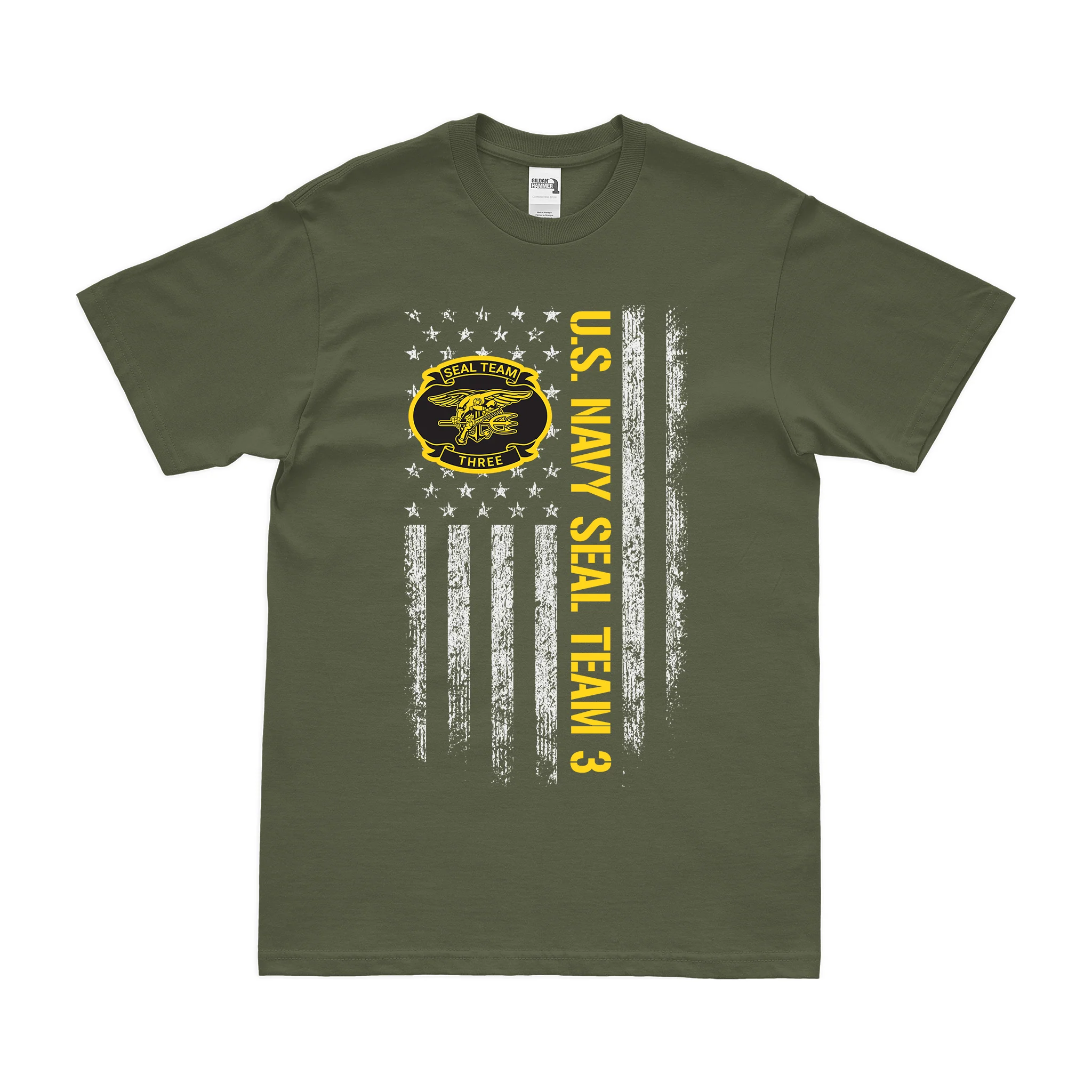 Patriotic U.S. Navy SEAL Team 3 American Flag T-Shirt - Image 2