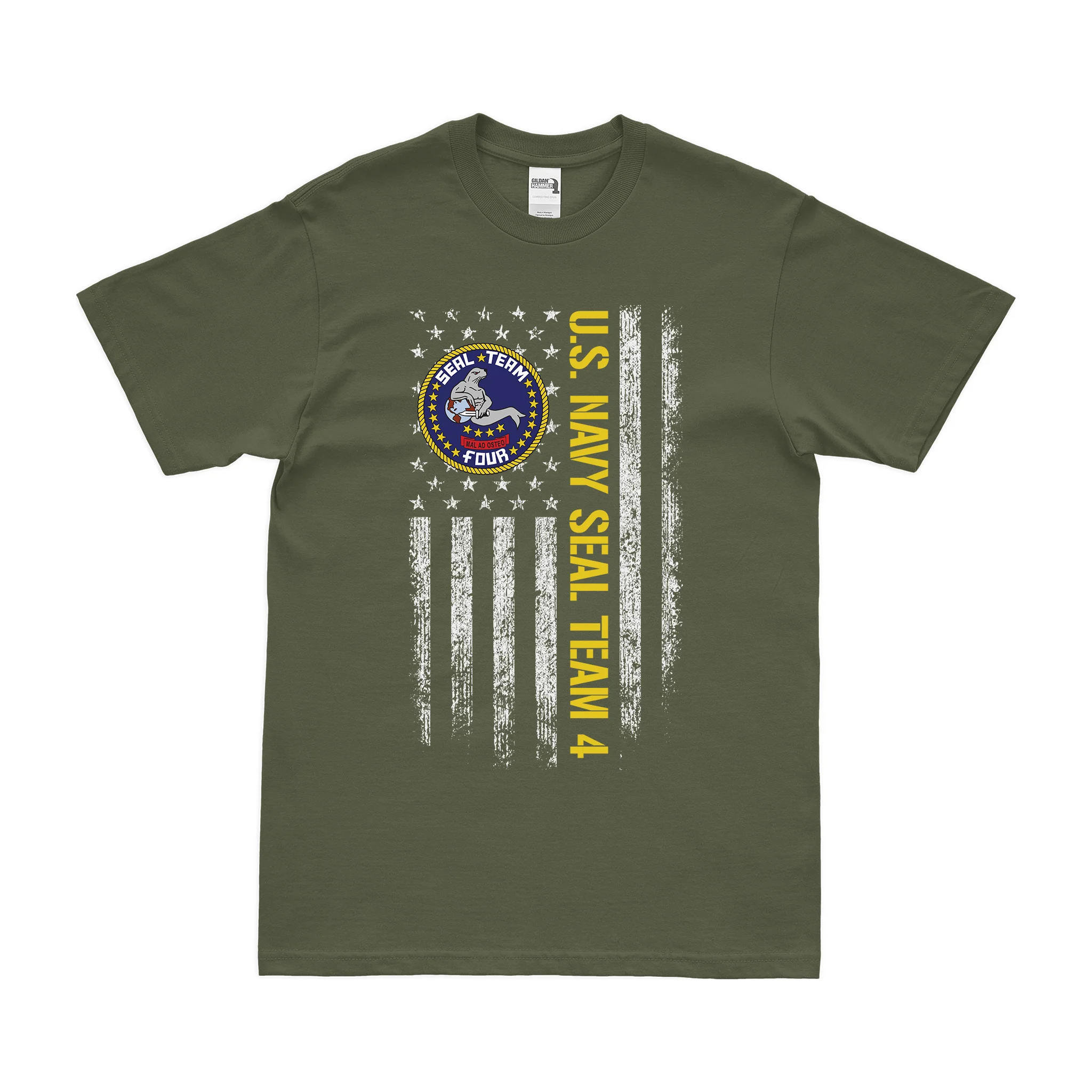 Patriotic U.S. Navy SEAL Team 4 American Flag T-Shirt - Image 2