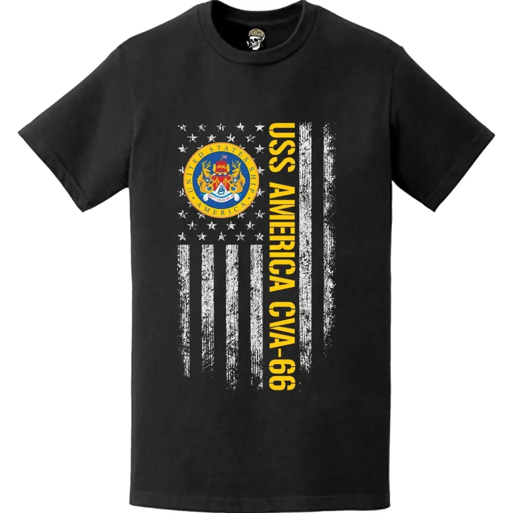 Patriotic USS America (CVA-66) American Flag T-Shirt
