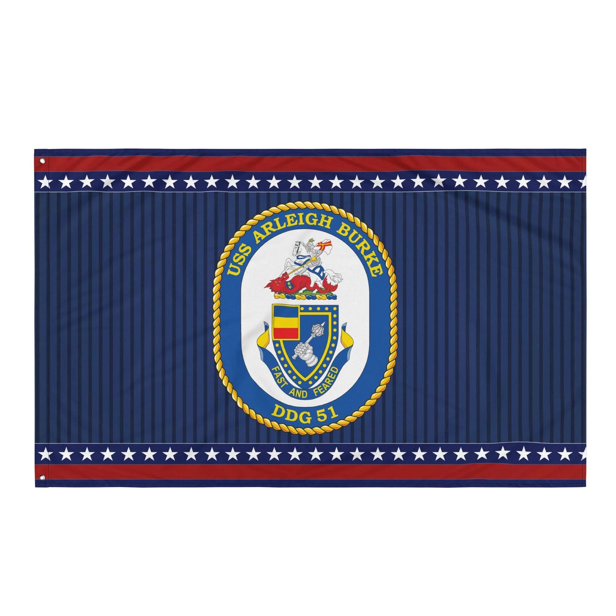 Patriotic USS Arleigh Burke (DDG-51) Ship's Crest Wall FlagFlag