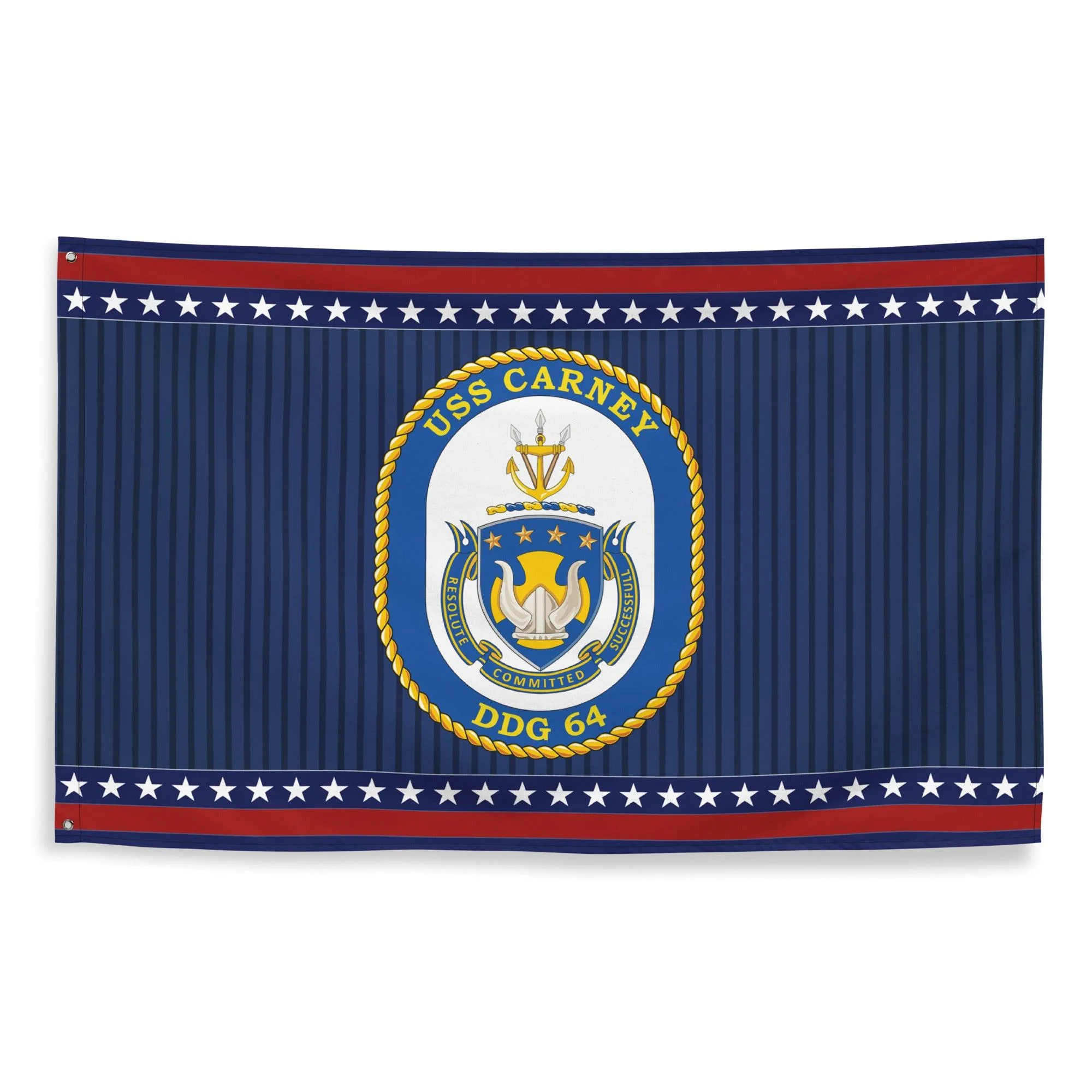 Patriotic USS Carney (DDG-64) Ship's Crest Wall Flag - Image 4