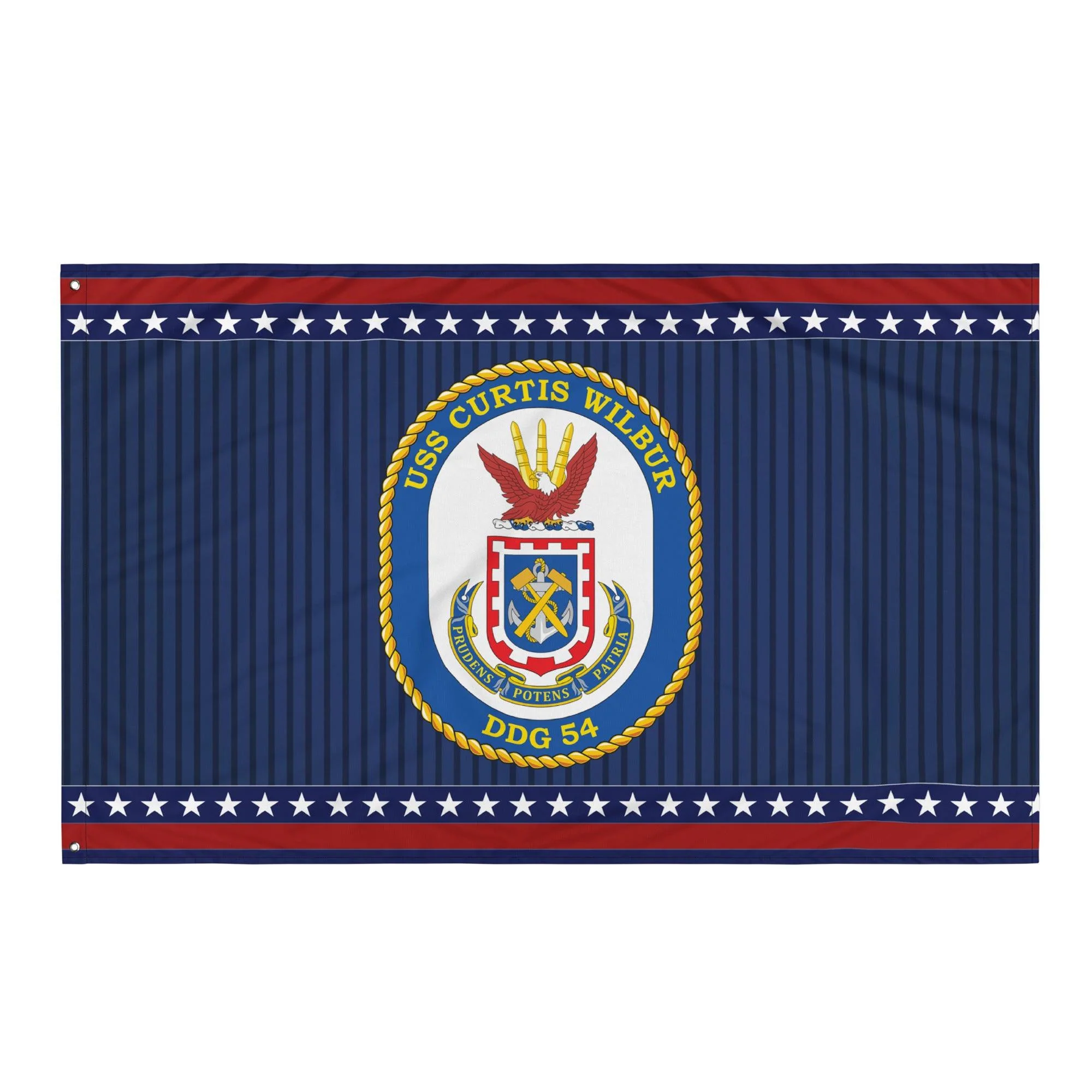Patriotic USS Custis Wilbur (DDG-54) Ship's Crest Wall Flag