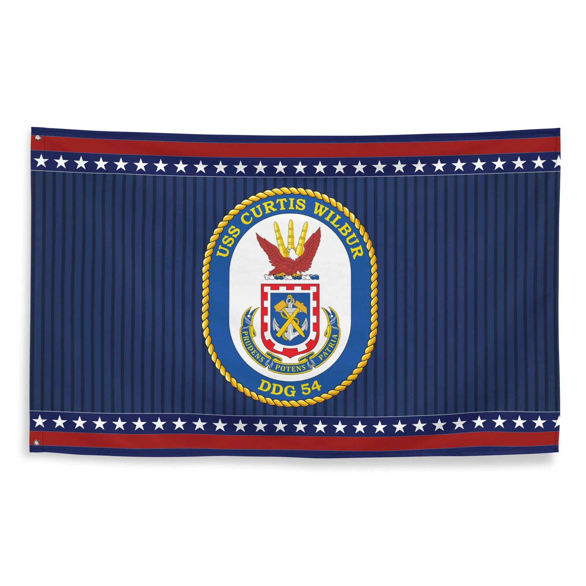 Patriotic USS Custis Wilbur (DDG-54) Ship's Crest Wall Flag - Image 4