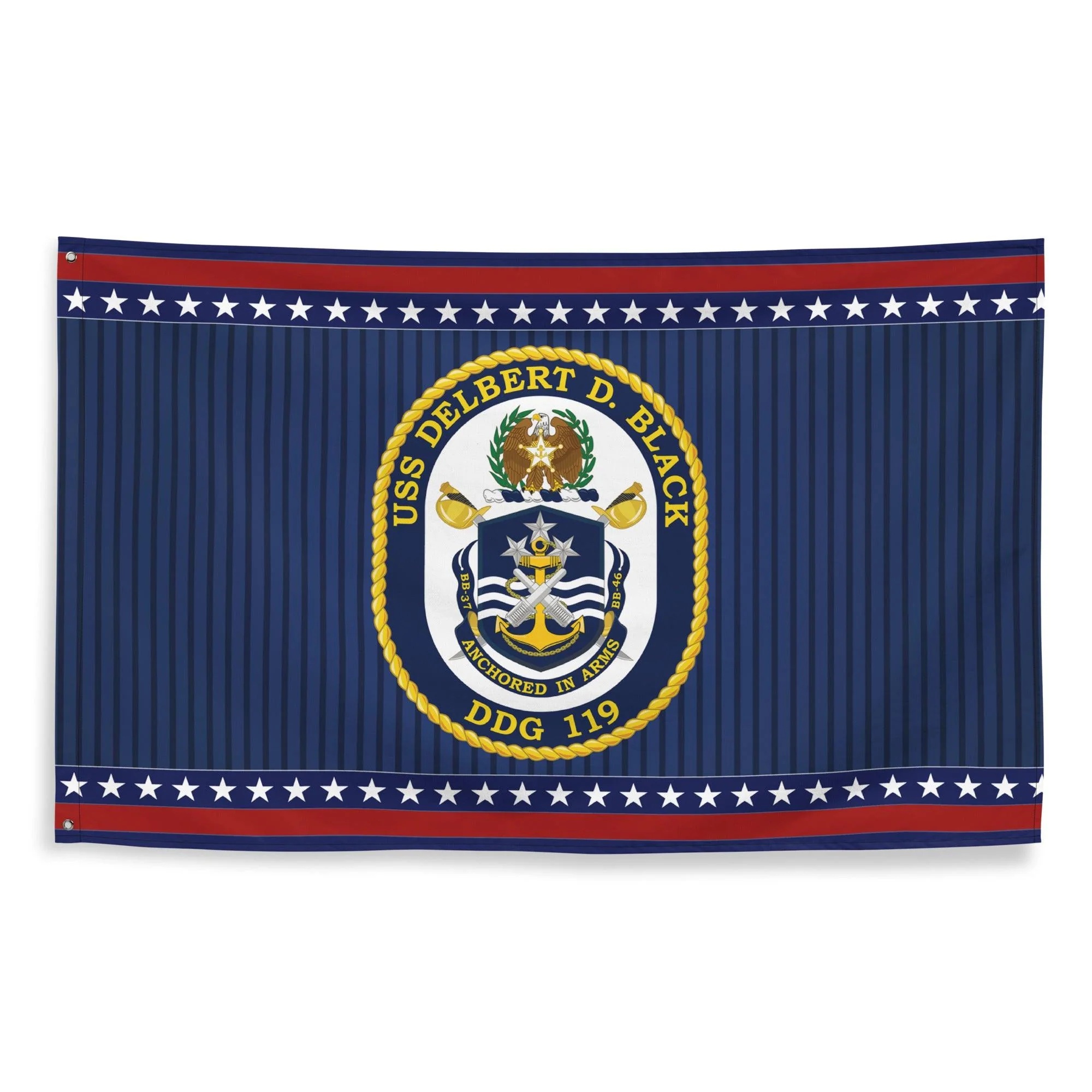 Patriotic USS Delbert D. Black (DDG-119) Ship's Crest Wall Flag - Image 4