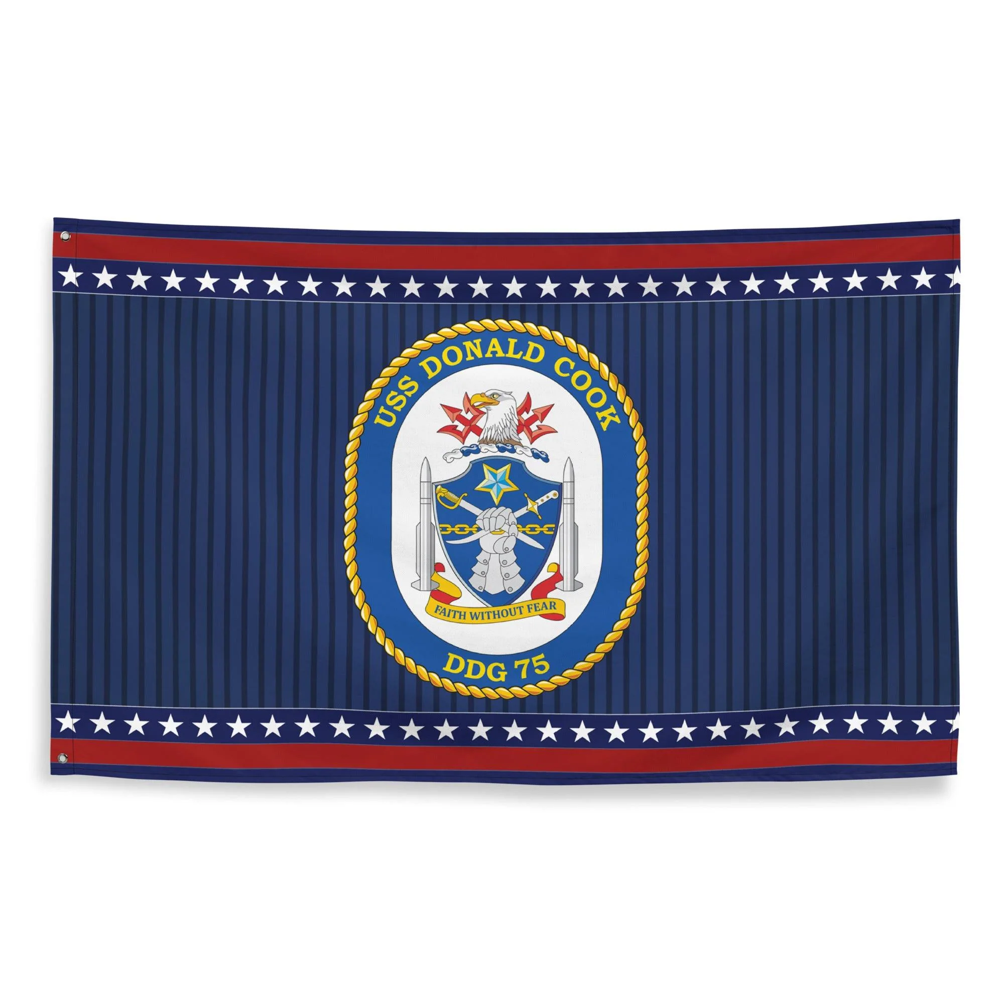 Patriotic USS Donald Cook (DDG-75) Ship's Crest Wall Flag - Image 4