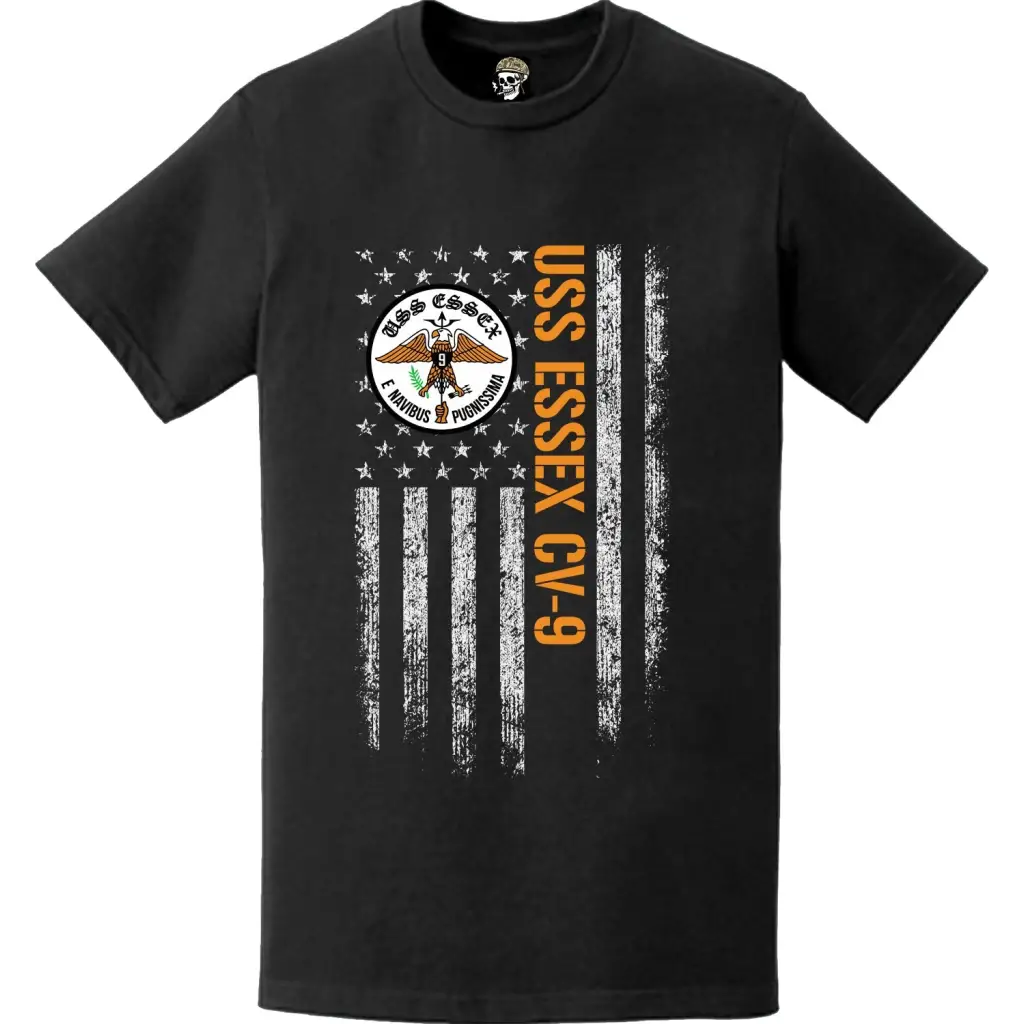 Patriotic USS Essex (CV-9) American Flag T-Shirt