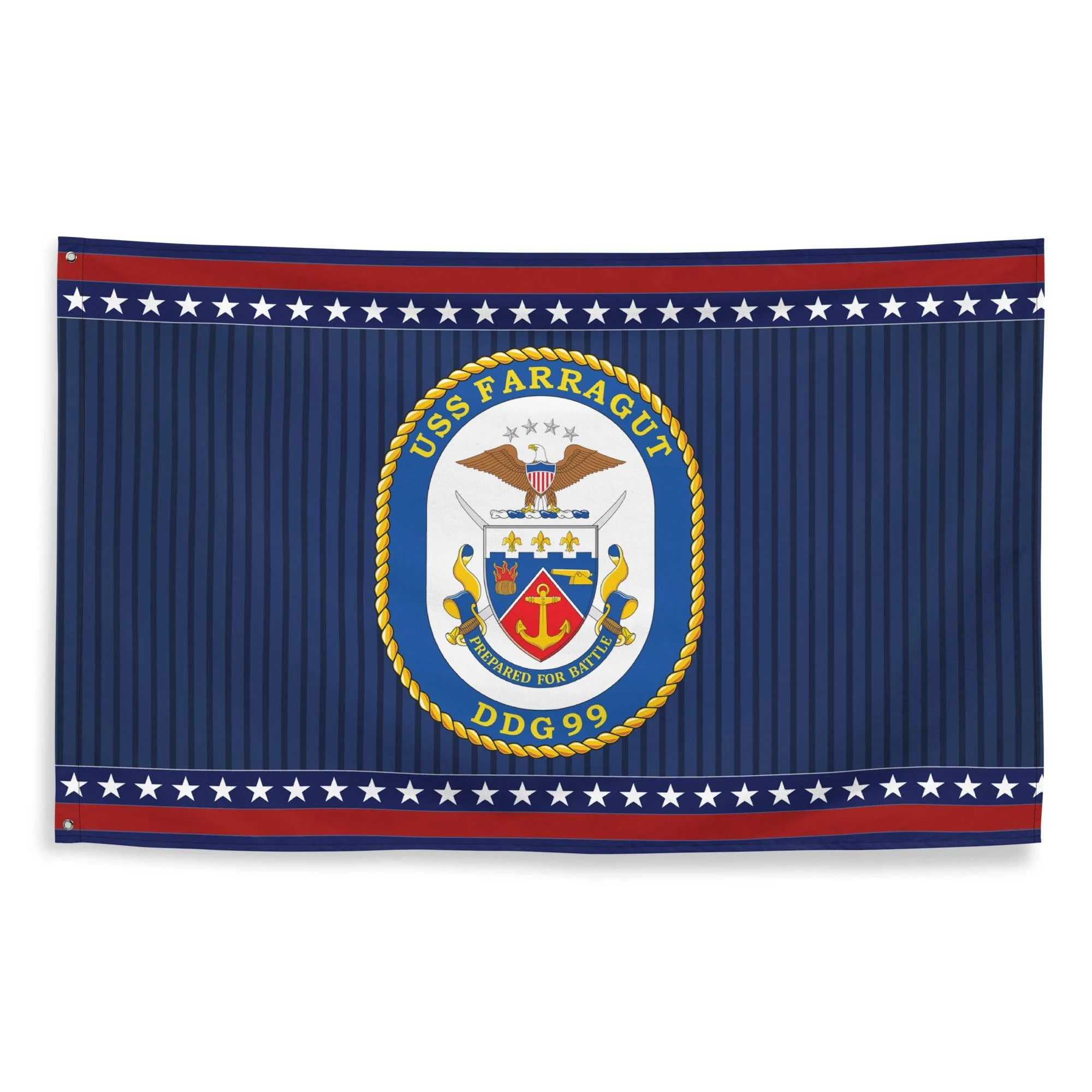 Patriotic USS Farragut (DDG-99) Ship's Crest Wall Flag - Image 4