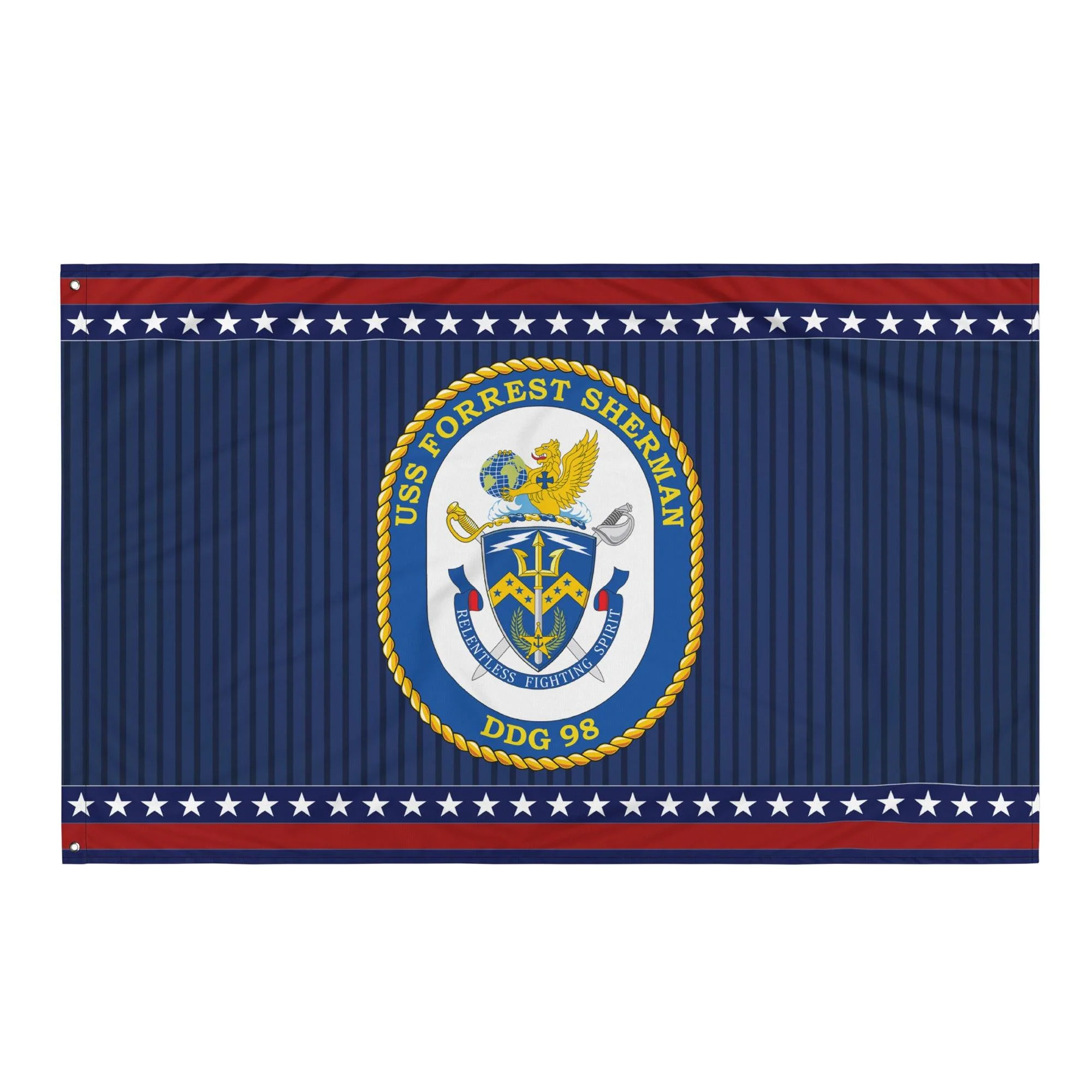 Patriotic USS Forrest Sherman (DDG-98) Ship's Crest Wall Flag