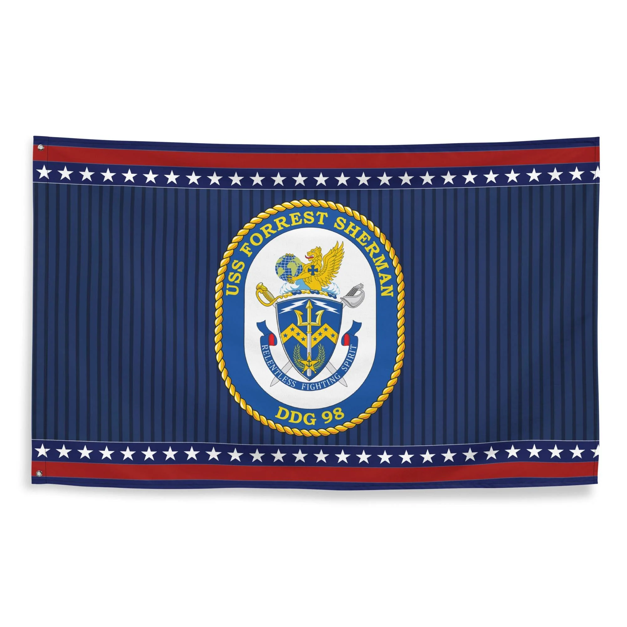 Patriotic USS Forrest Sherman (DDG-98) Ship's Crest Wall Flag - Image 4