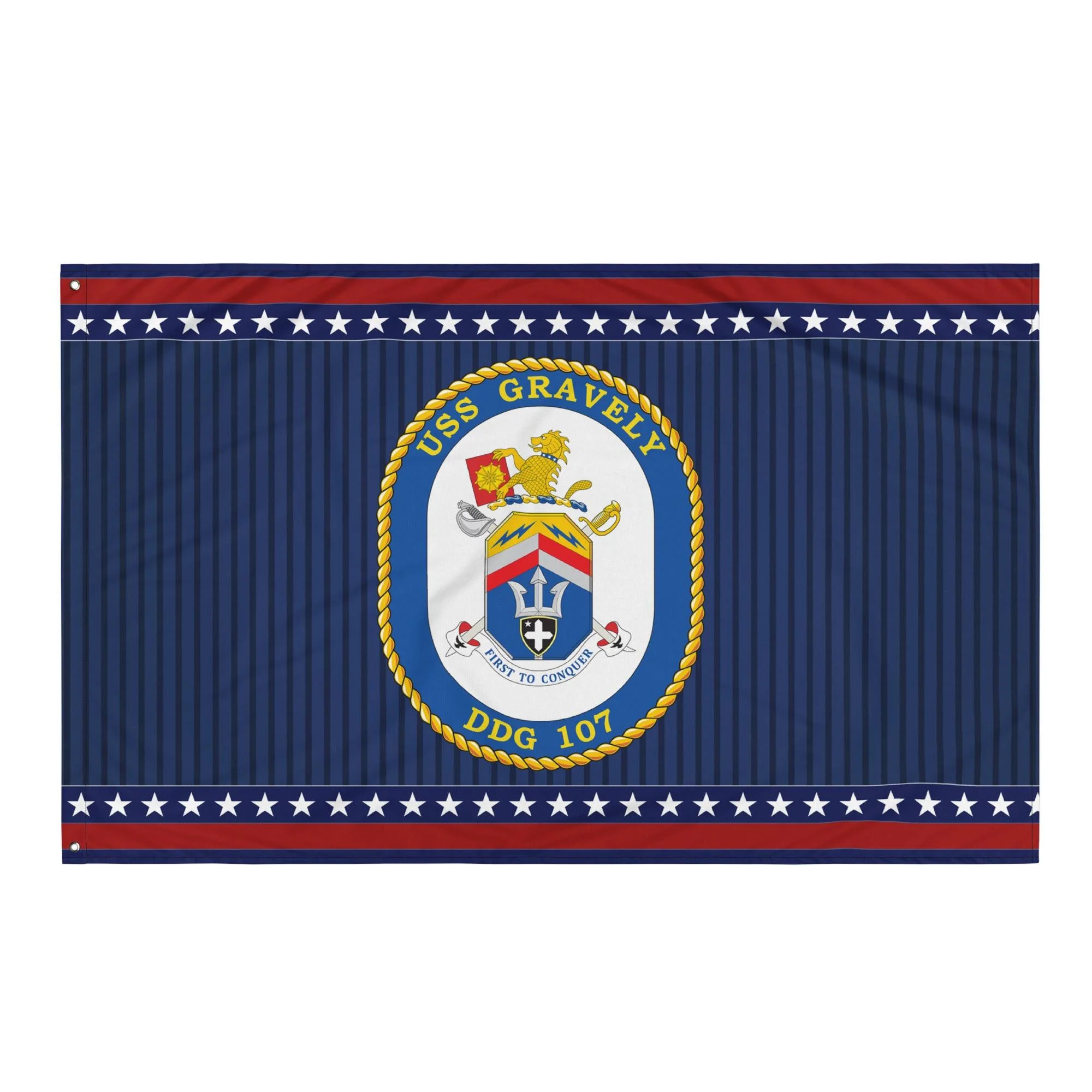 Patriotic USS Gravely (DDG-107) Ship's Crest Wall Flag