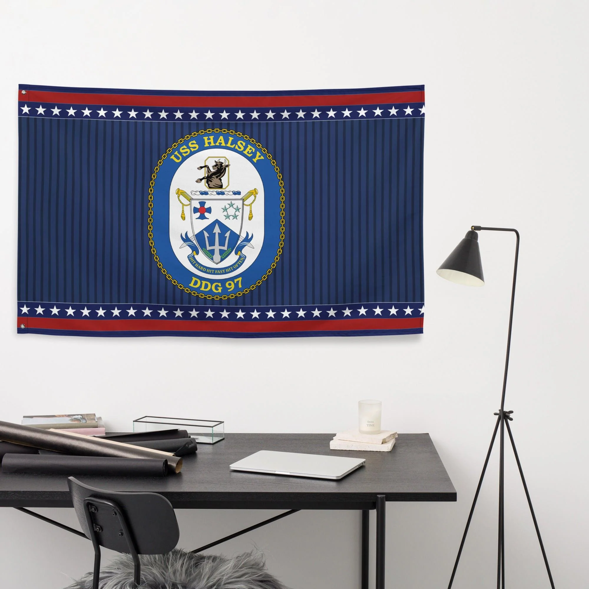 Patriotic USS Halsey (DDG-97) Ship's Crest Wall Flag - Image 3