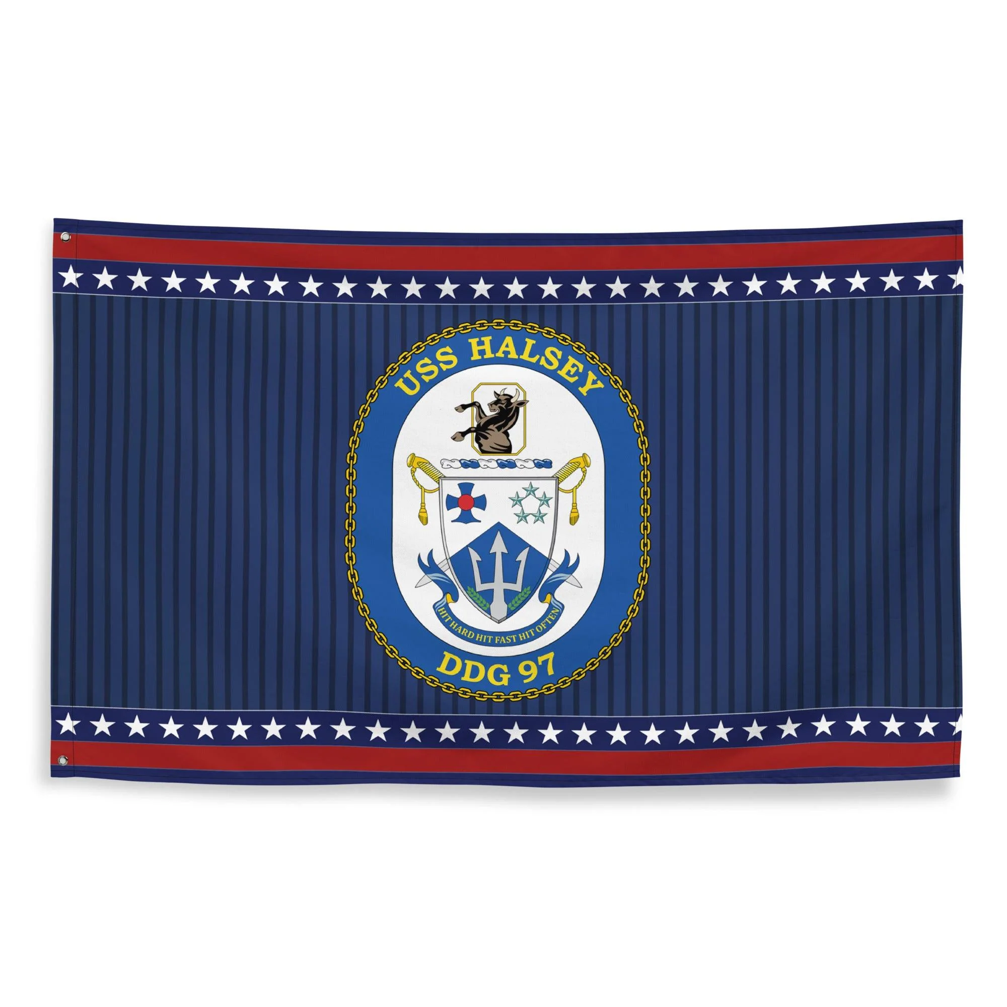 Patriotic USS Halsey (DDG-97) Ship's Crest Wall Flag - Image 4