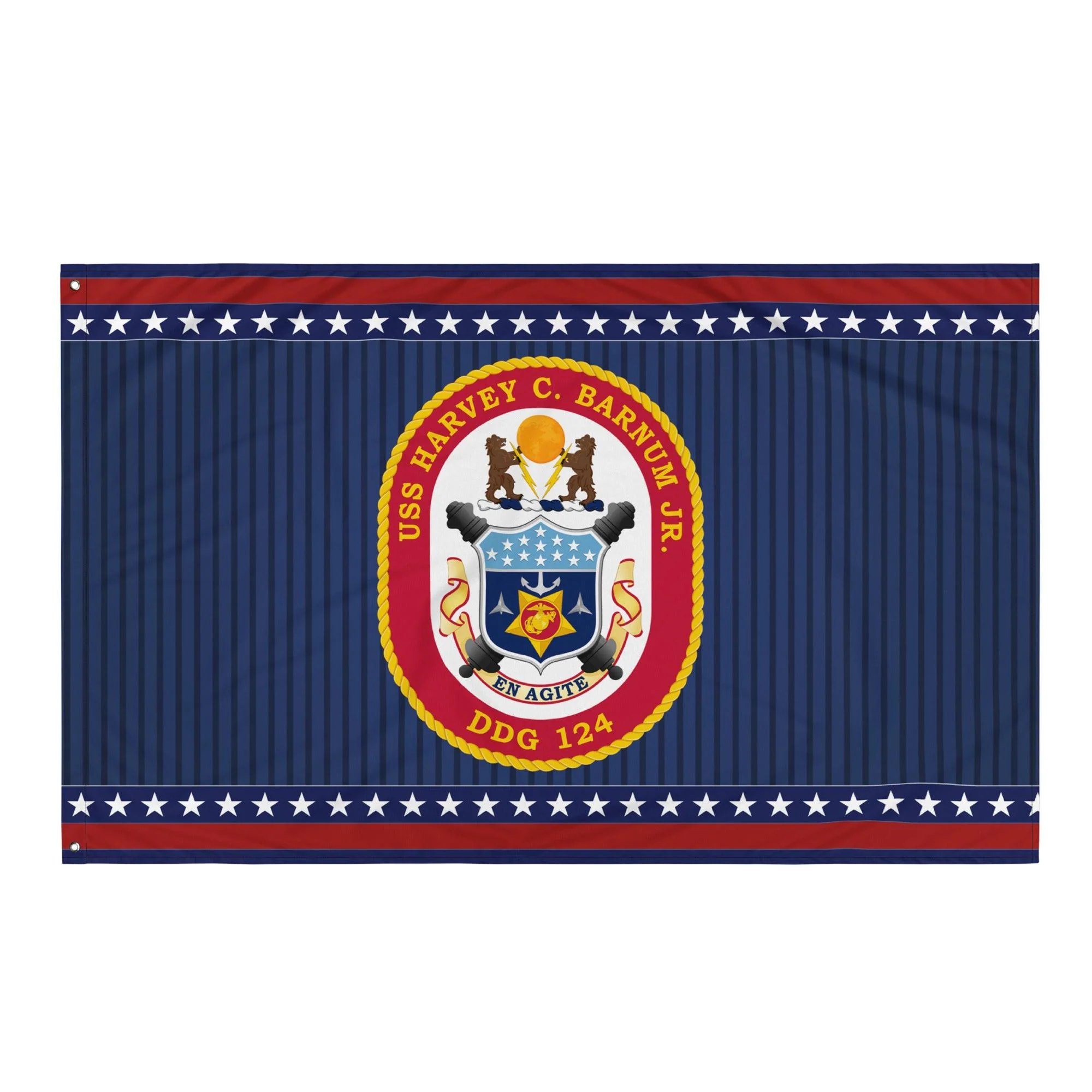 Patriotic USS Harvey C. Barnum (DDG-124) Ship's Crest Wall Flag