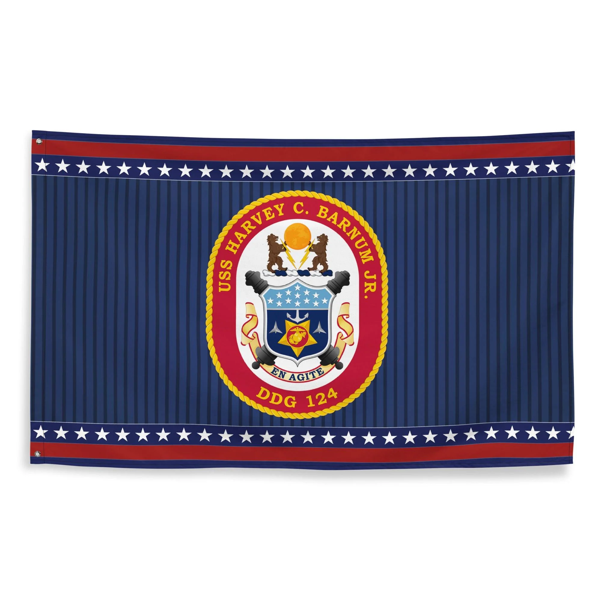 Patriotic USS Harvey C. Barnum (DDG-124) Ship's Crest Wall Flag - Image 4