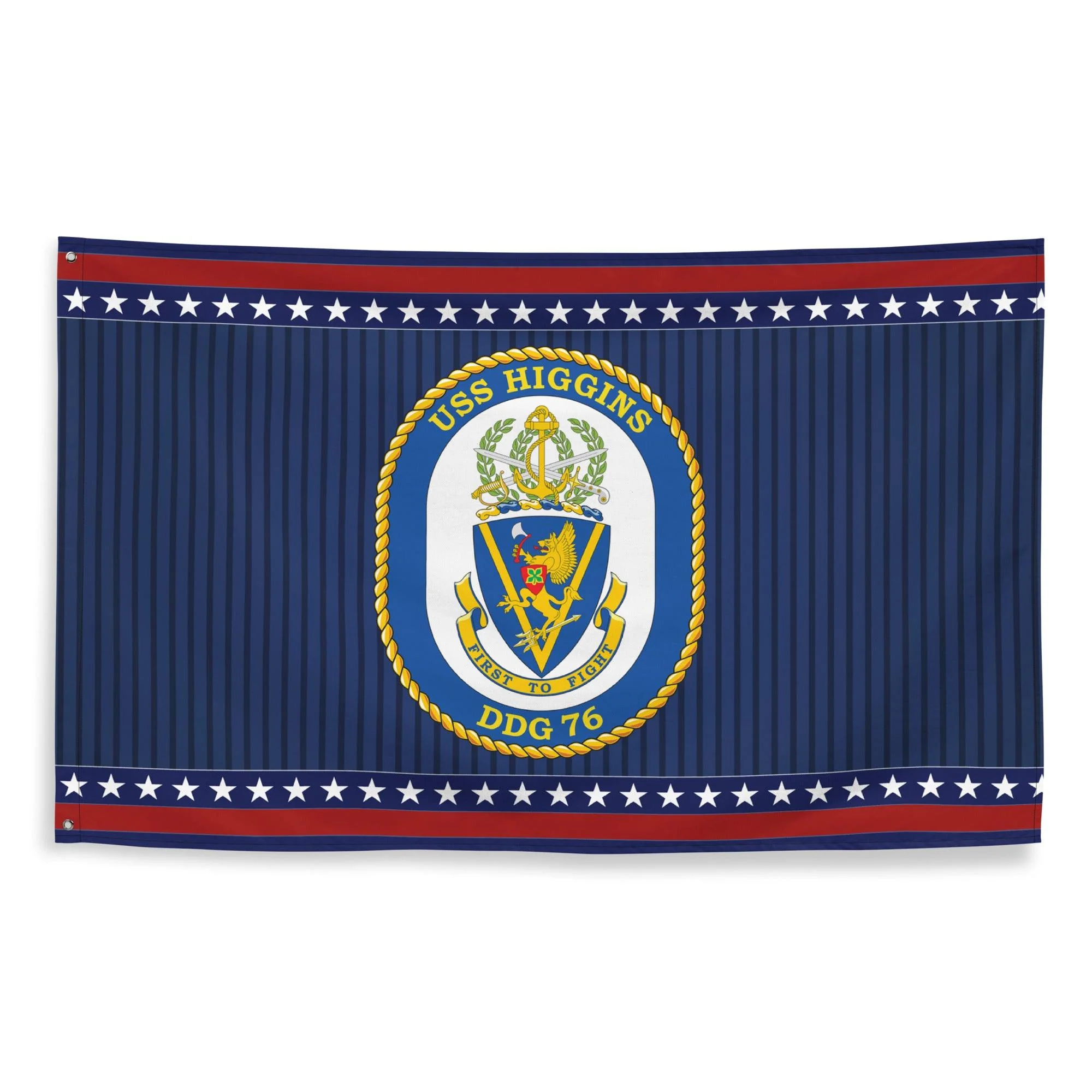 Patriotic USS Higgins (DDG-76) Ship's Crest Wall Flag - Image 4
