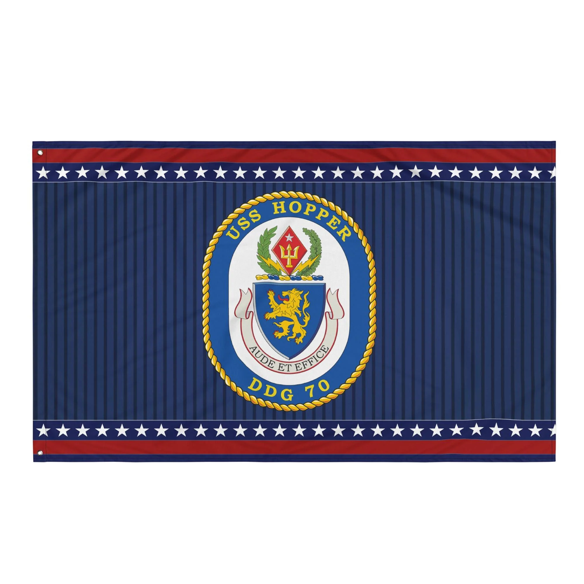 Patriotic USS Hopper (DDG-70) Ship's Crest Wall Flag