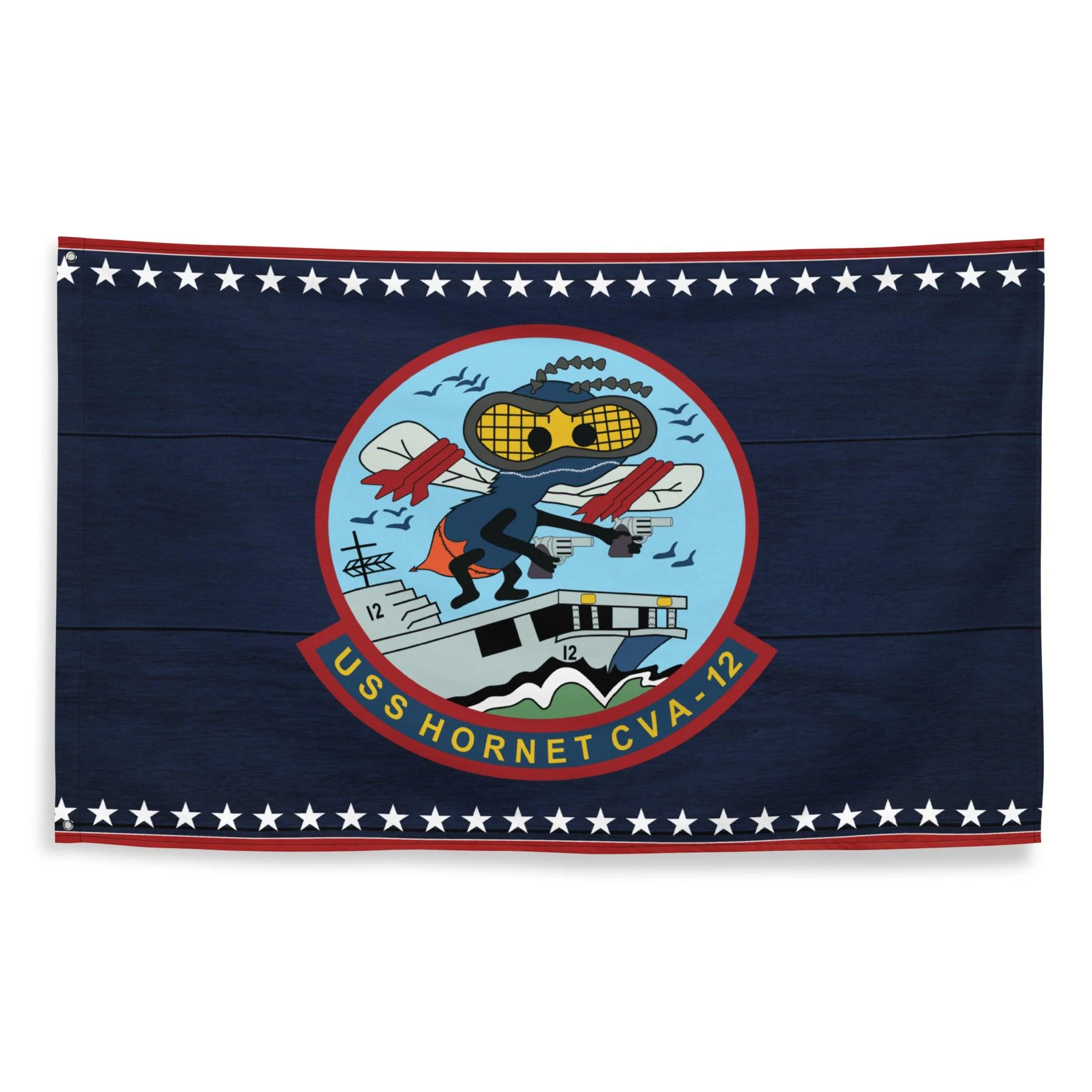 Patriotic USS Hornet (CVA-12) Ship's Crest Emblem Wall Flag - Image 3