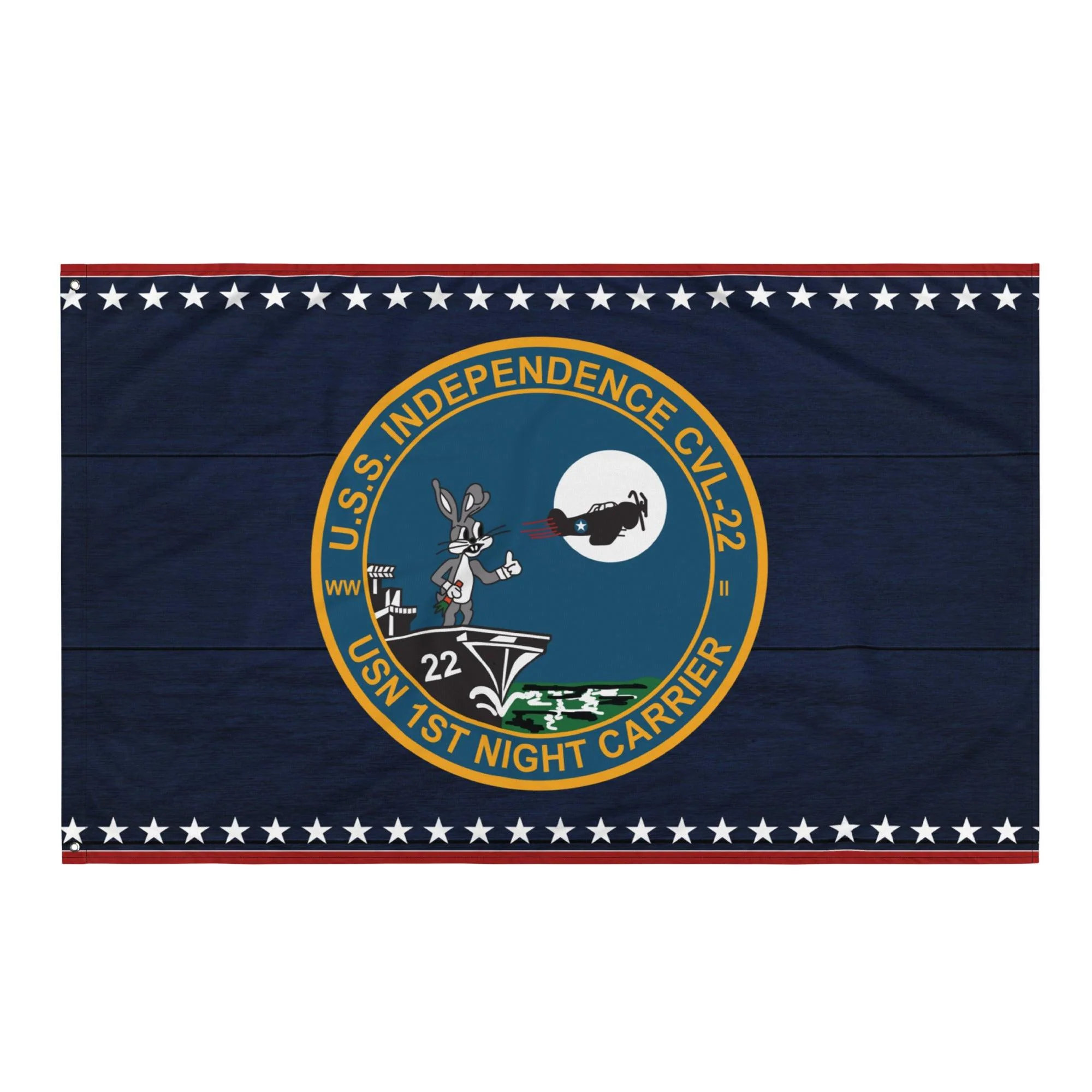 Patriotic USS Independence (CVL-22) Ship's Crest Emblem Wall Flag