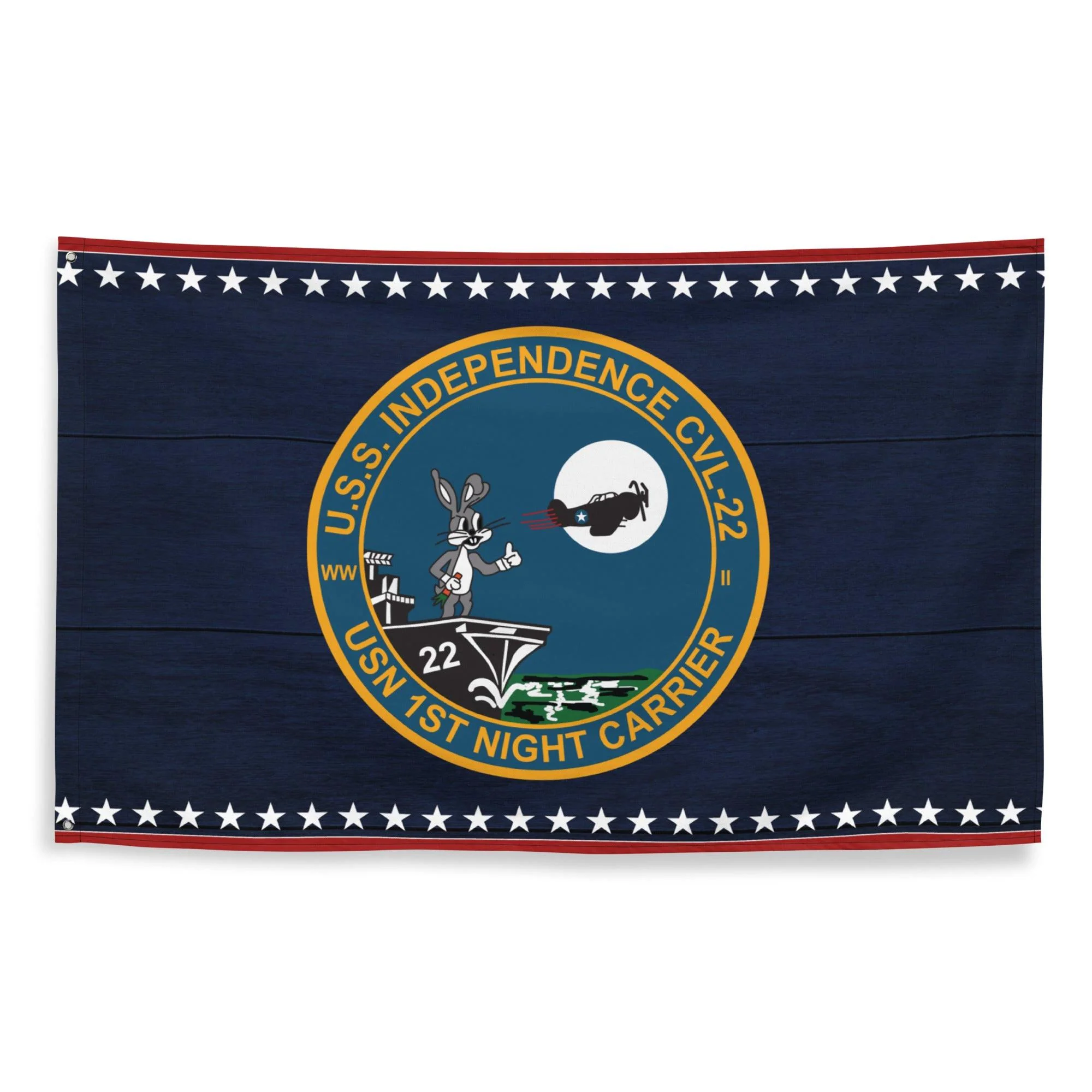 Patriotic USS Independence (CVL-22) Ship's Crest Emblem Wall Flag - Image 4