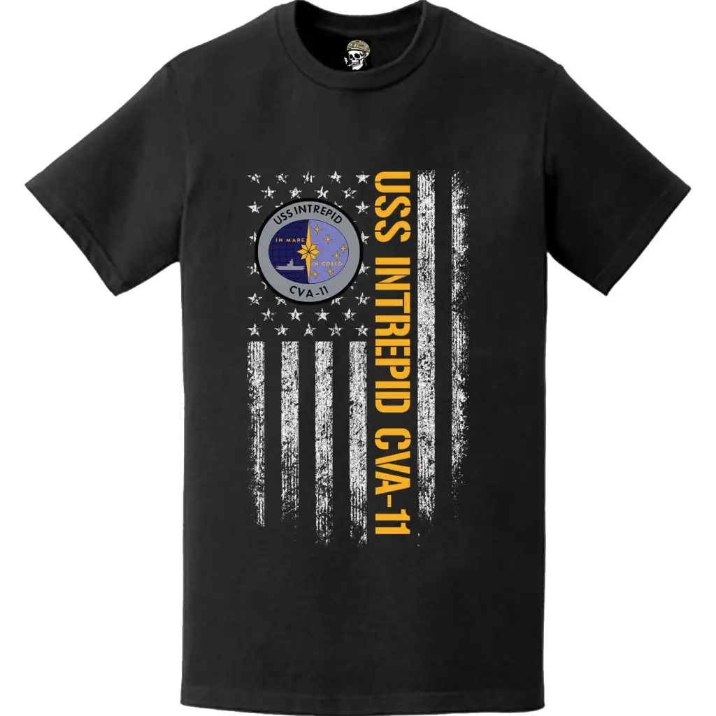 Patriotic USS Intrepid (CVA-11) American Flag T-Shirt
