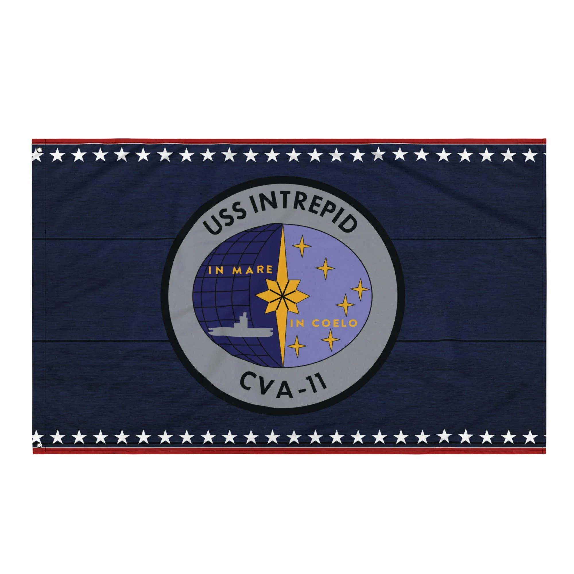 Patriotic USS Intrepid (CVA-11) Ship's Crest Emblem Wall Flag