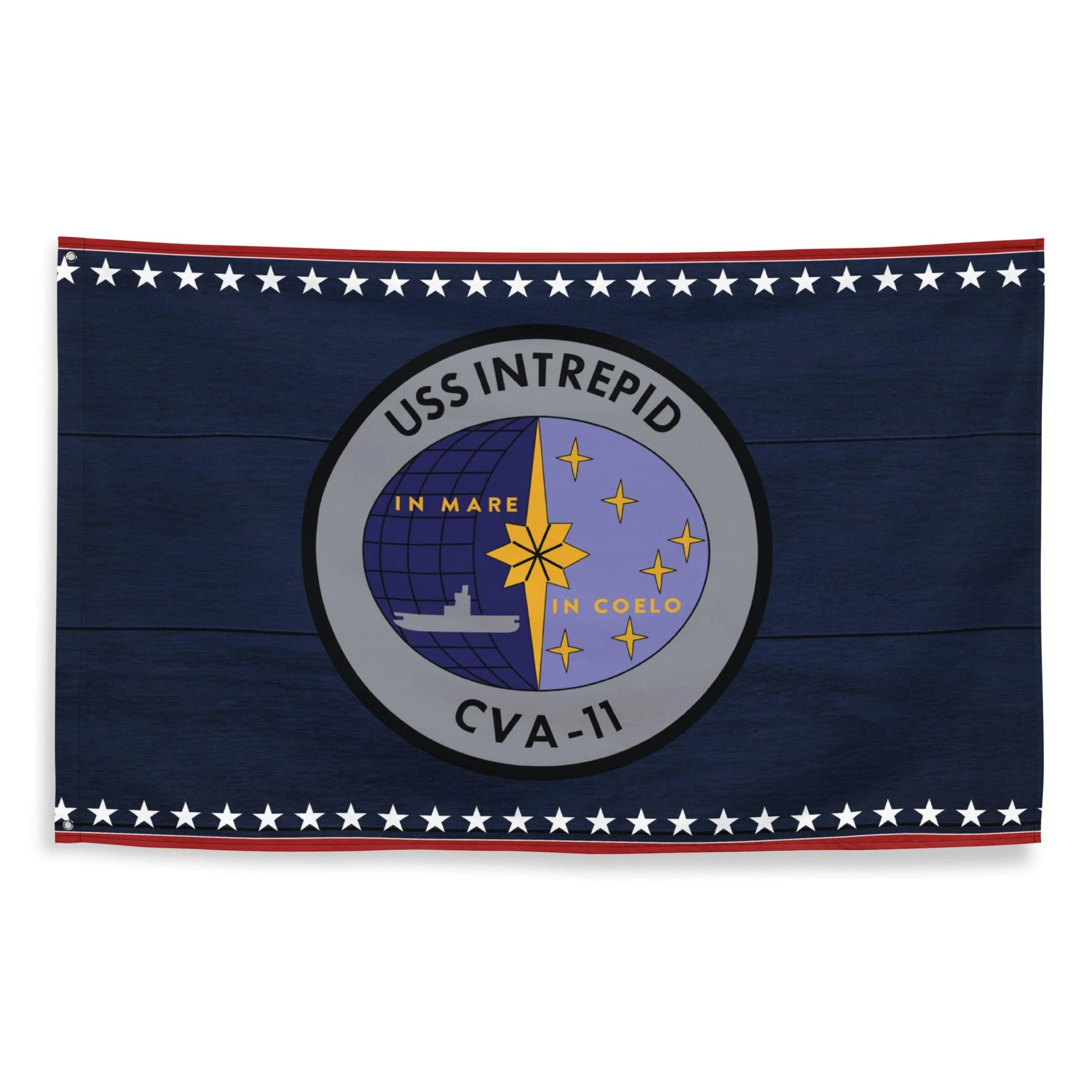 Patriotic USS Intrepid (CVA-11) Ship's Crest Emblem Wall Flag - Image 4