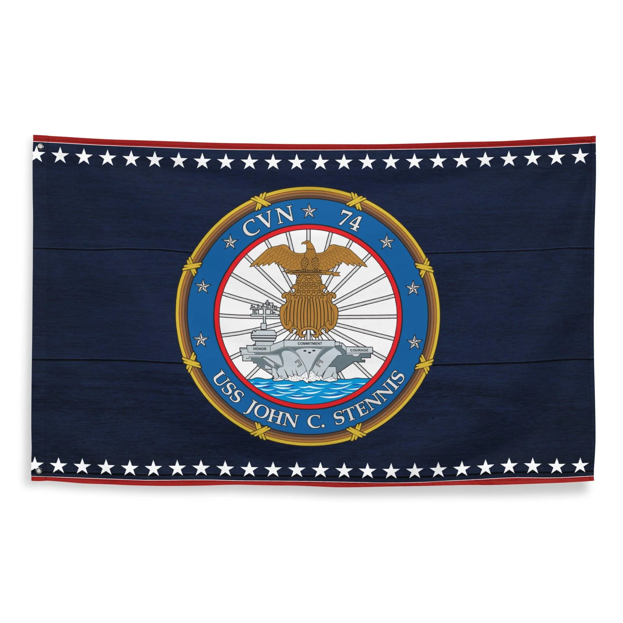 Patriotic USS John C. Stennis (CVN-74) Ship's Crest Emblem Wall Flag - Image 4