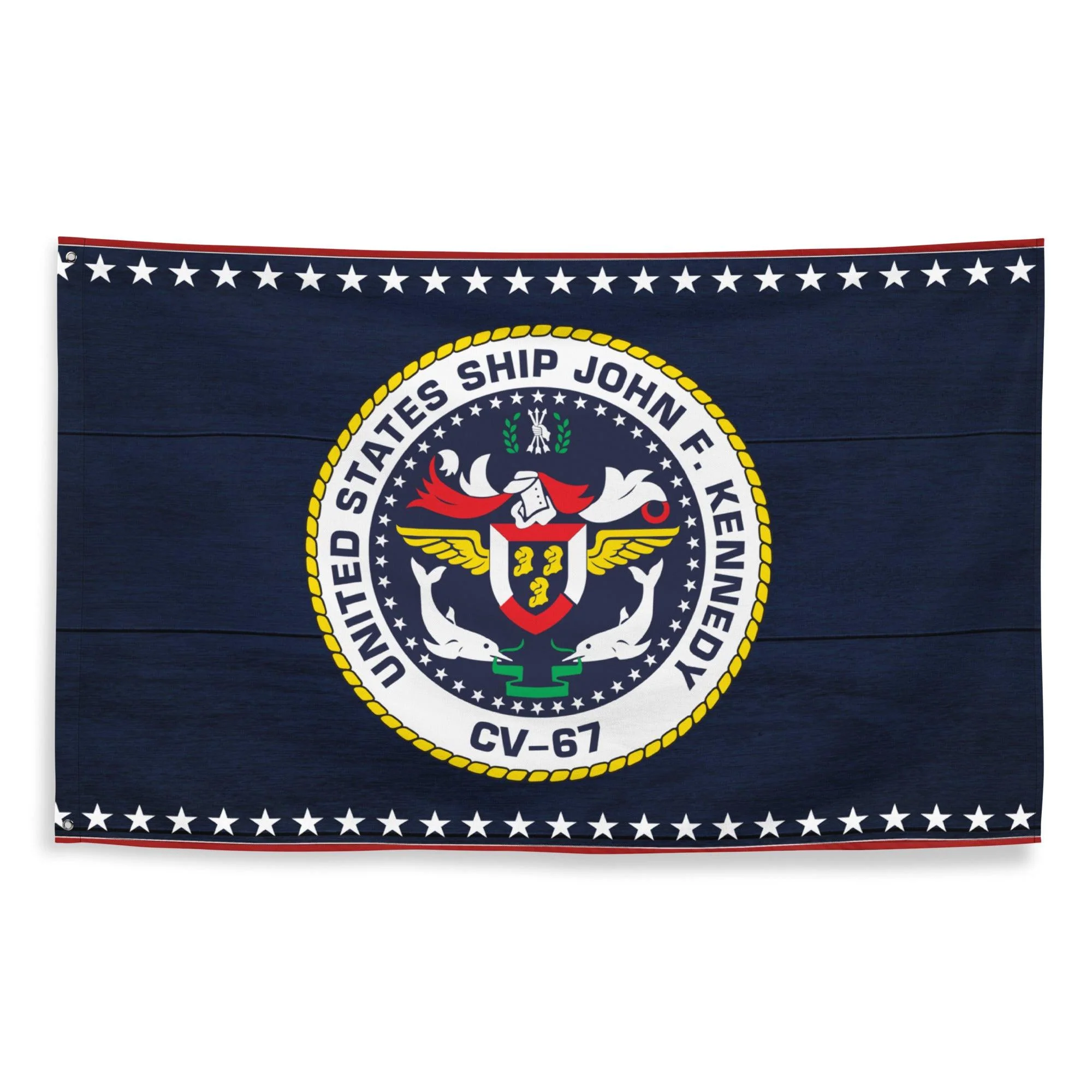 Patriotic USS John F. Kennedy (CV-67) Ship's Crest Emblem Wall Flag - Image 4