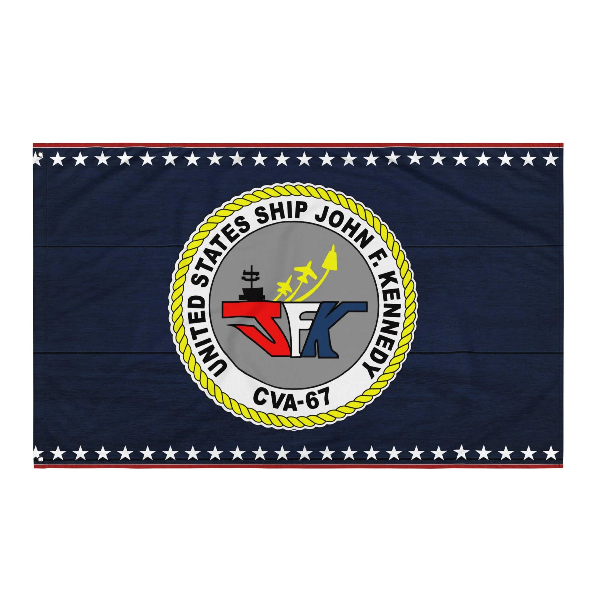 Patriotic USS John F. Kennedy (CVA-67) Ship's Crest Emblem Wall Flag