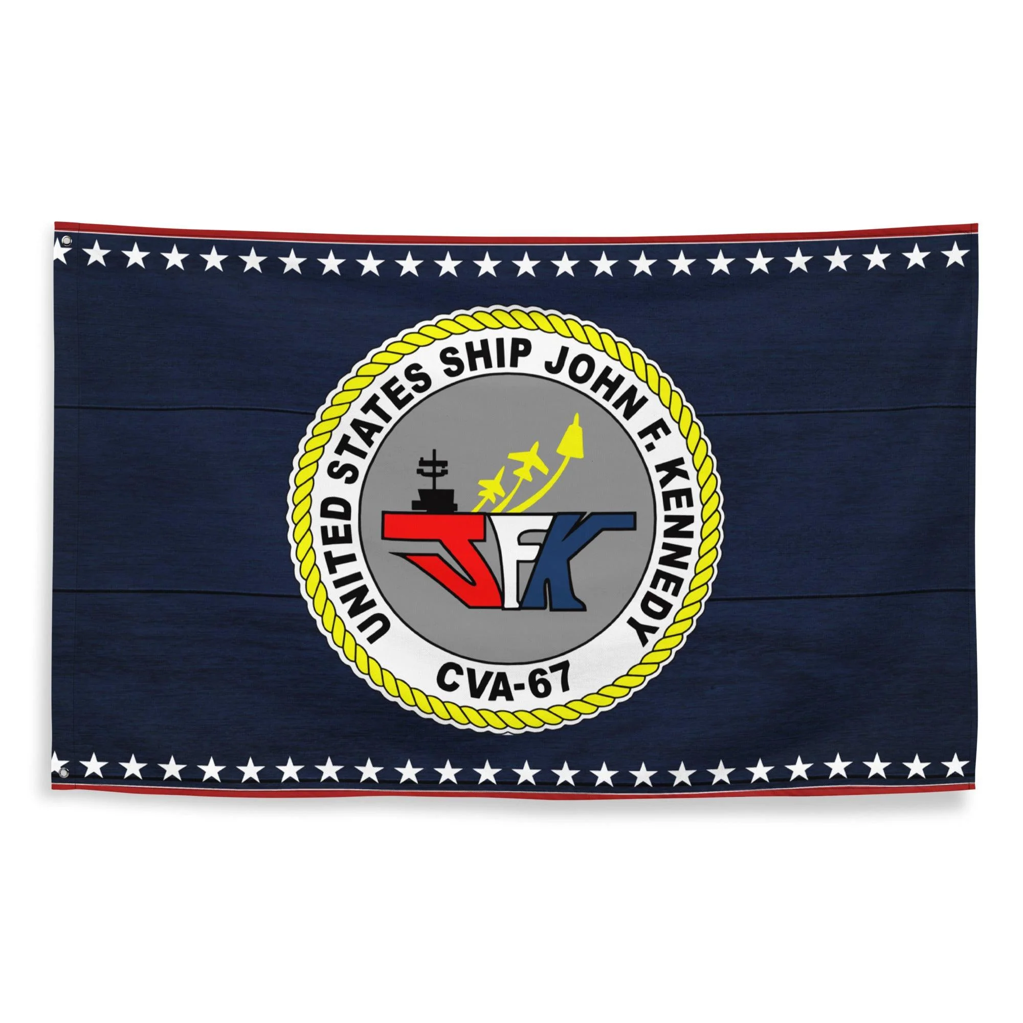 Patriotic USS John F. Kennedy (CVA-67) Ship's Crest Emblem Wall Flag - Image 4