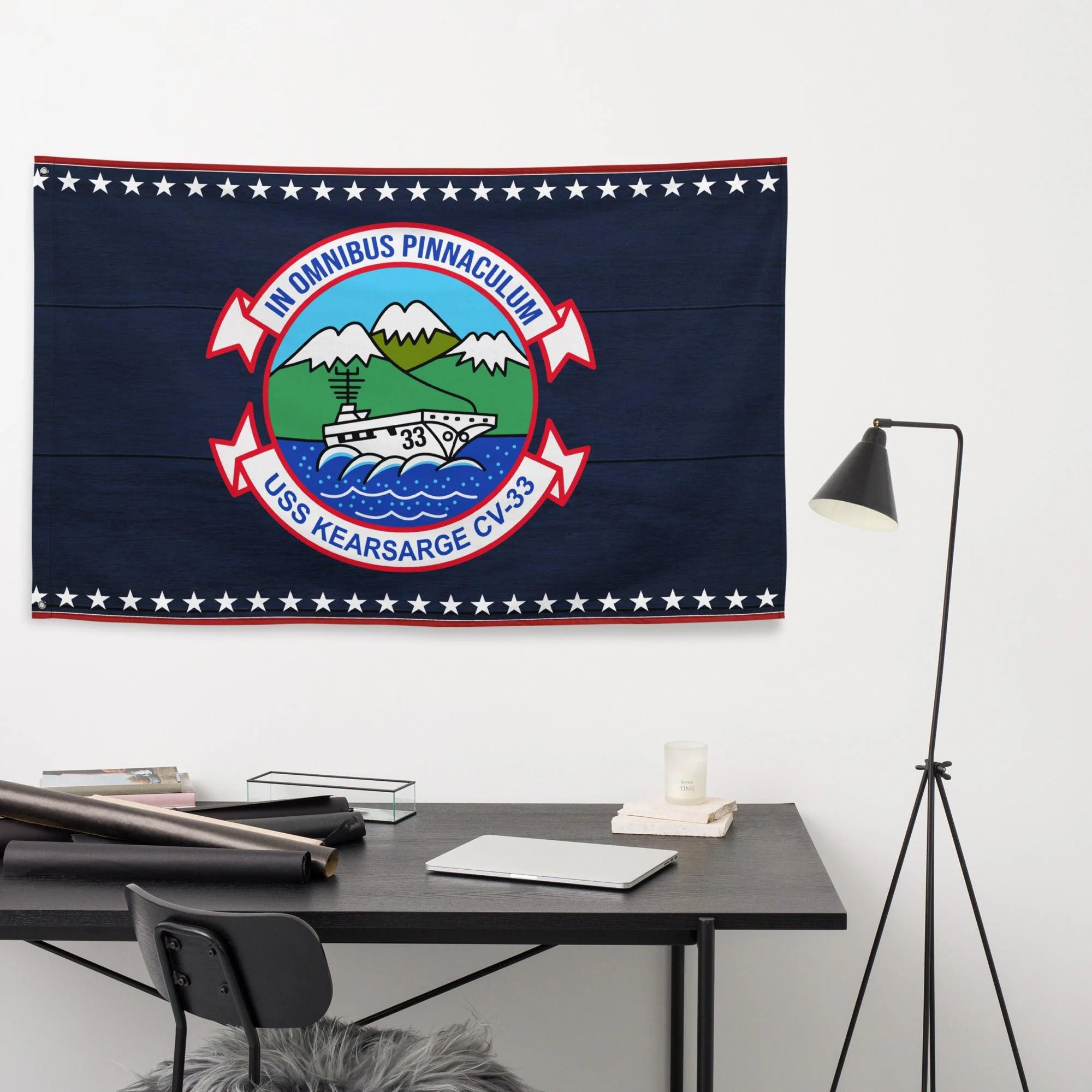 Patriotic USS Kearsarge (CV-33) Ship's Crest Emblem Wall Flag - Image 3
